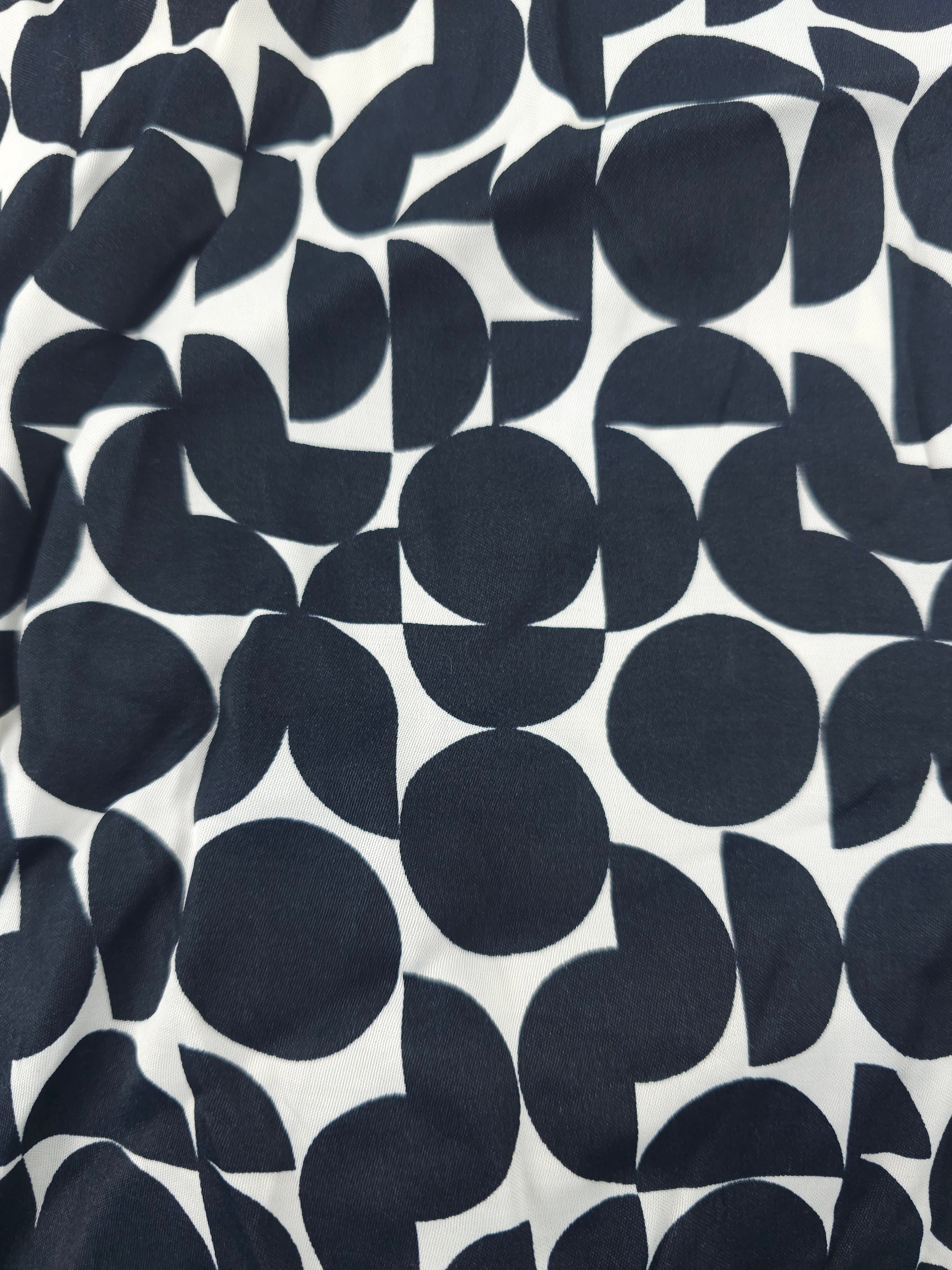 Black circle design Viscose sateen- 2m piece