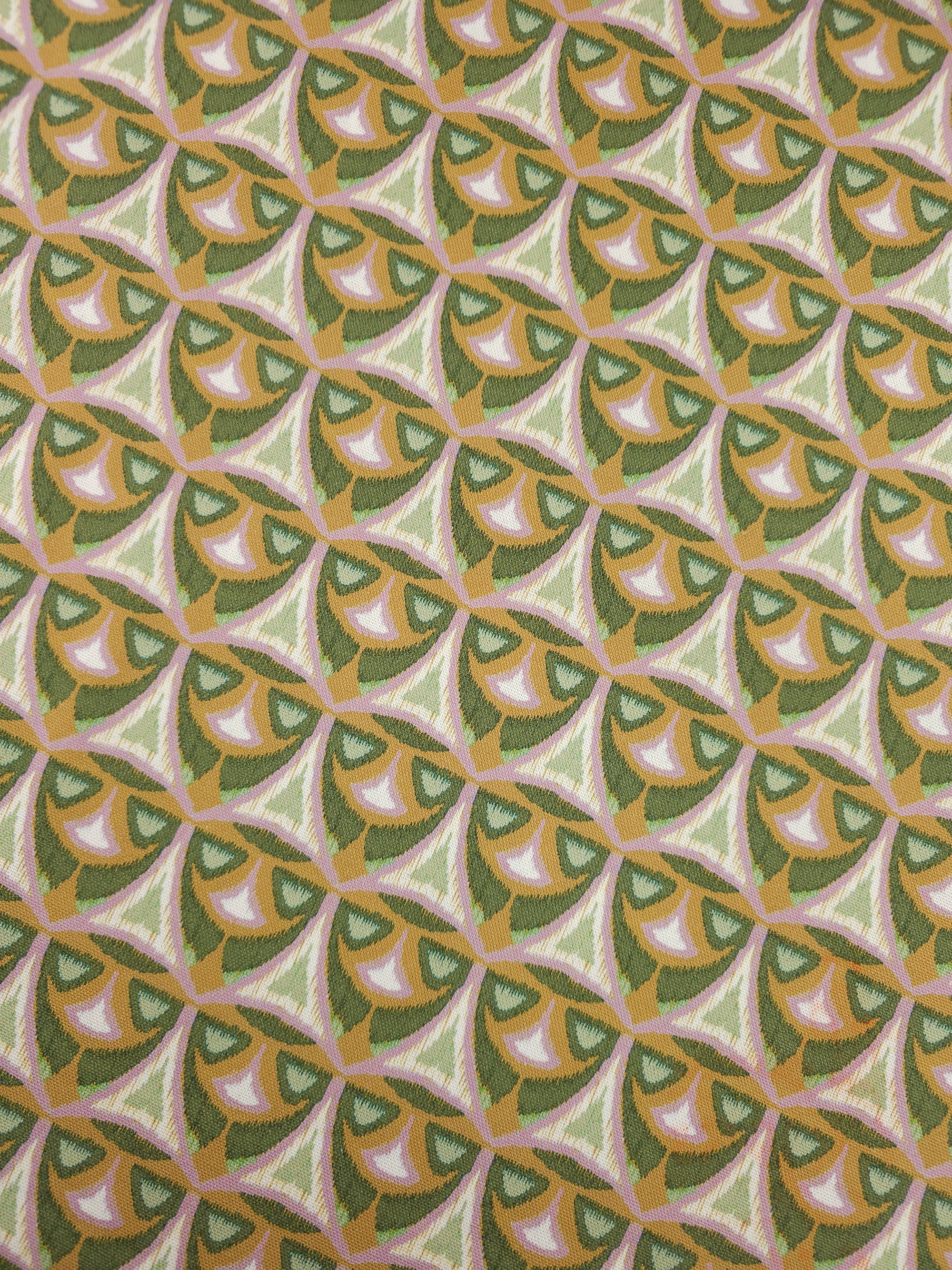 Mustard/Sage Abstract Motif Badge Lightweight Canvas Cotton