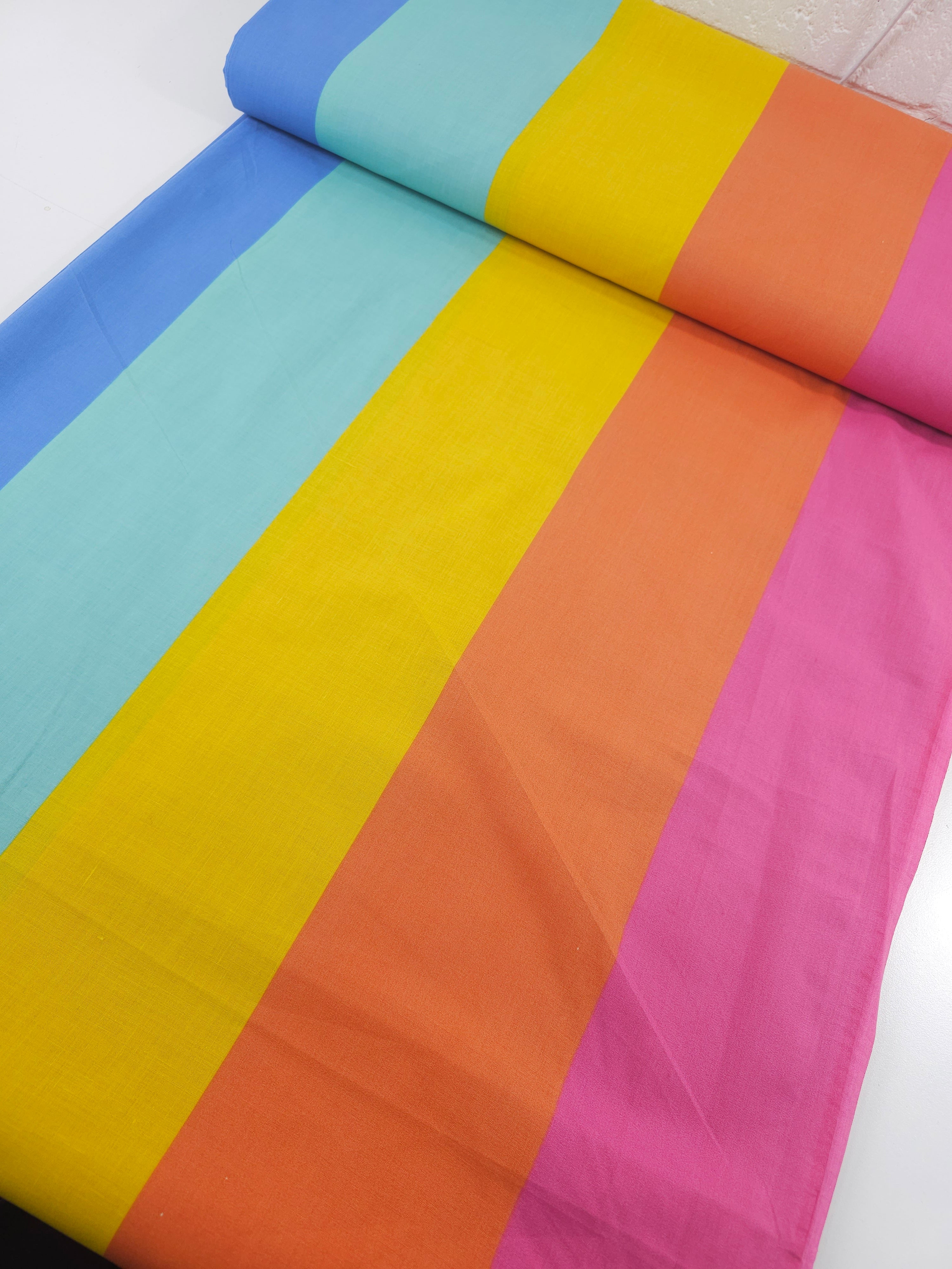 Rainbow Block Stripe 100% Cotton 90”  *EXTRA WIDE*