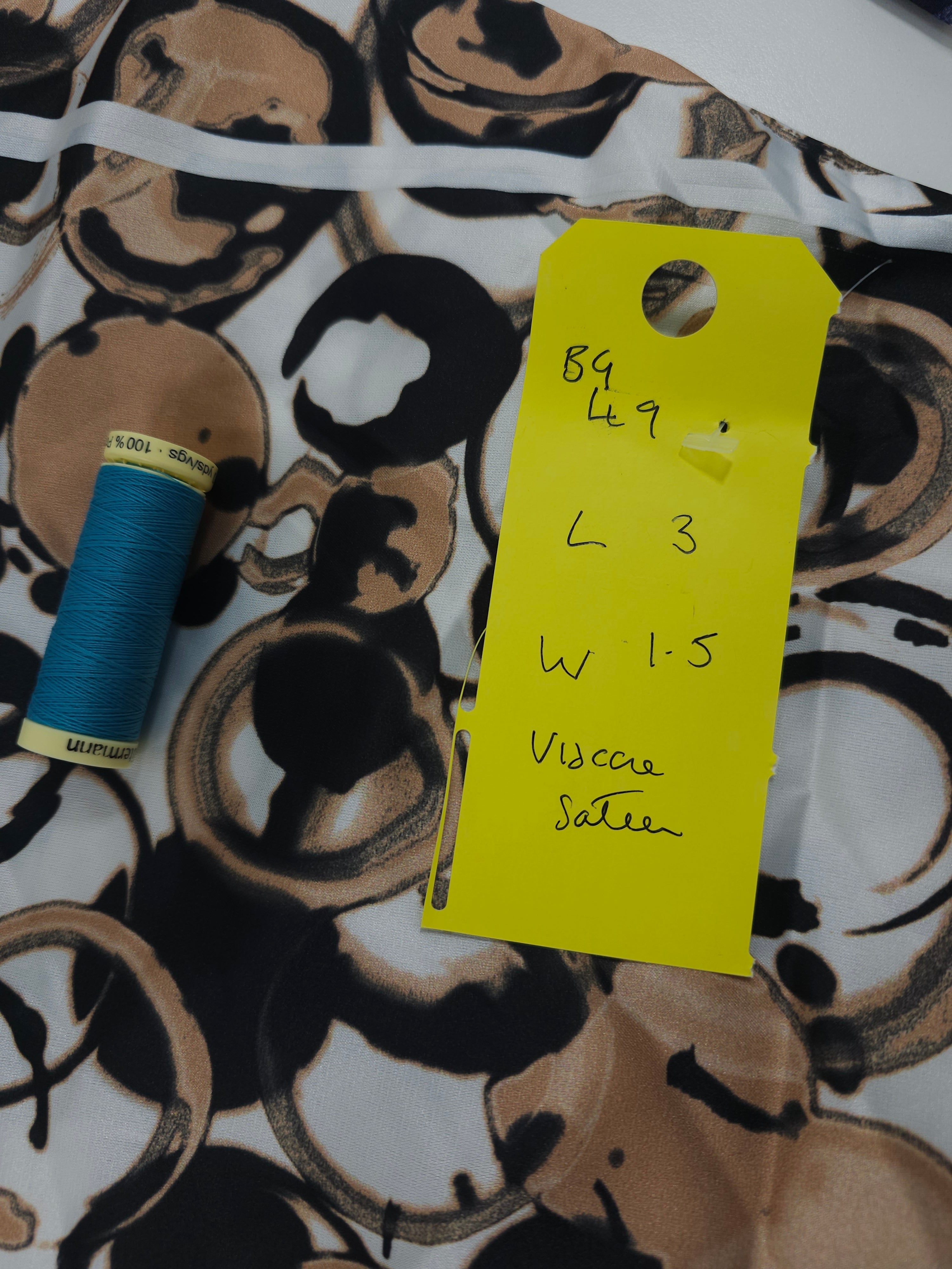 Black caramel circle Viscose satin- 3m piece