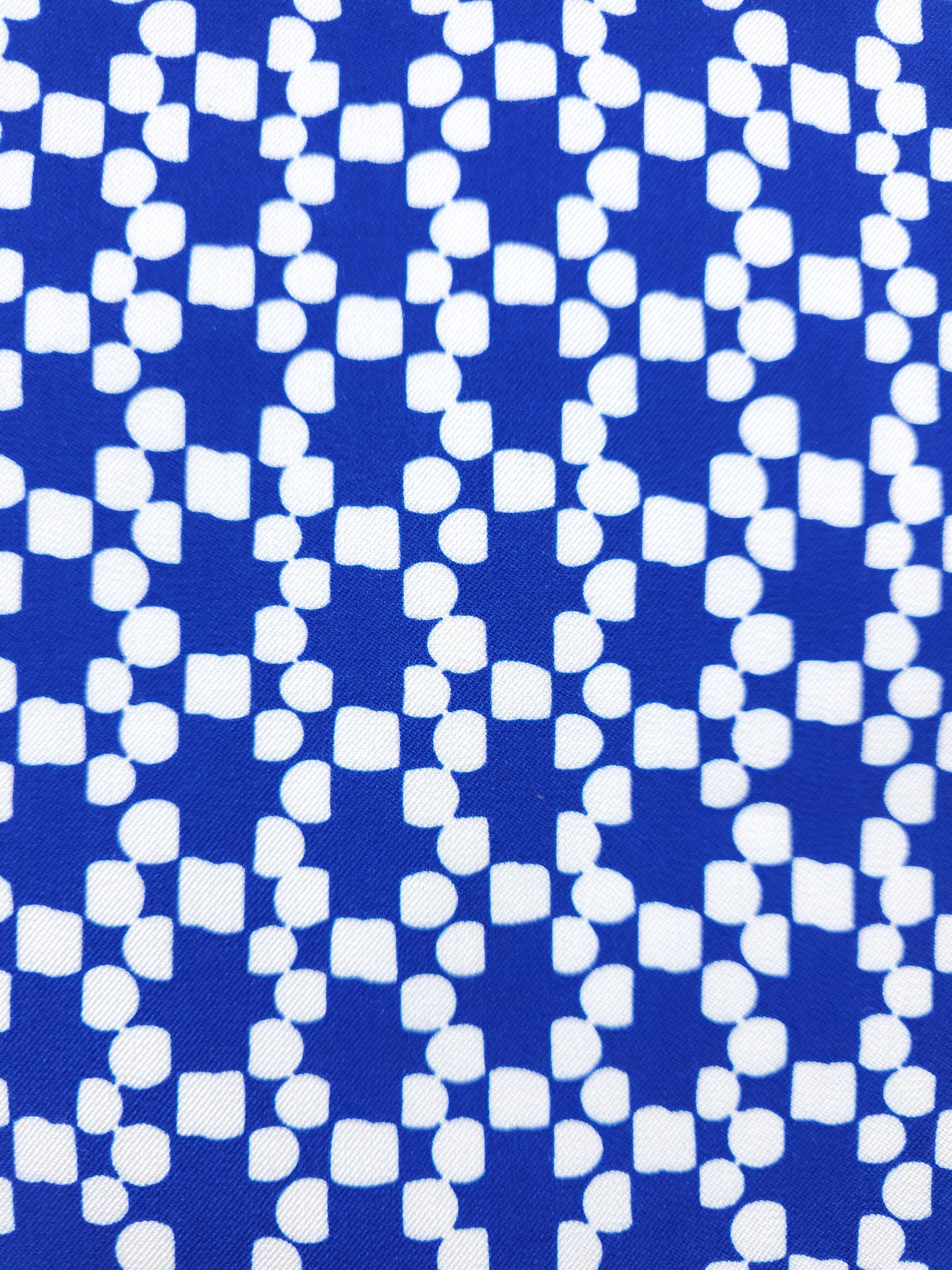 Blue Checkered Mosaic Dots Denim - 1.1m Piece