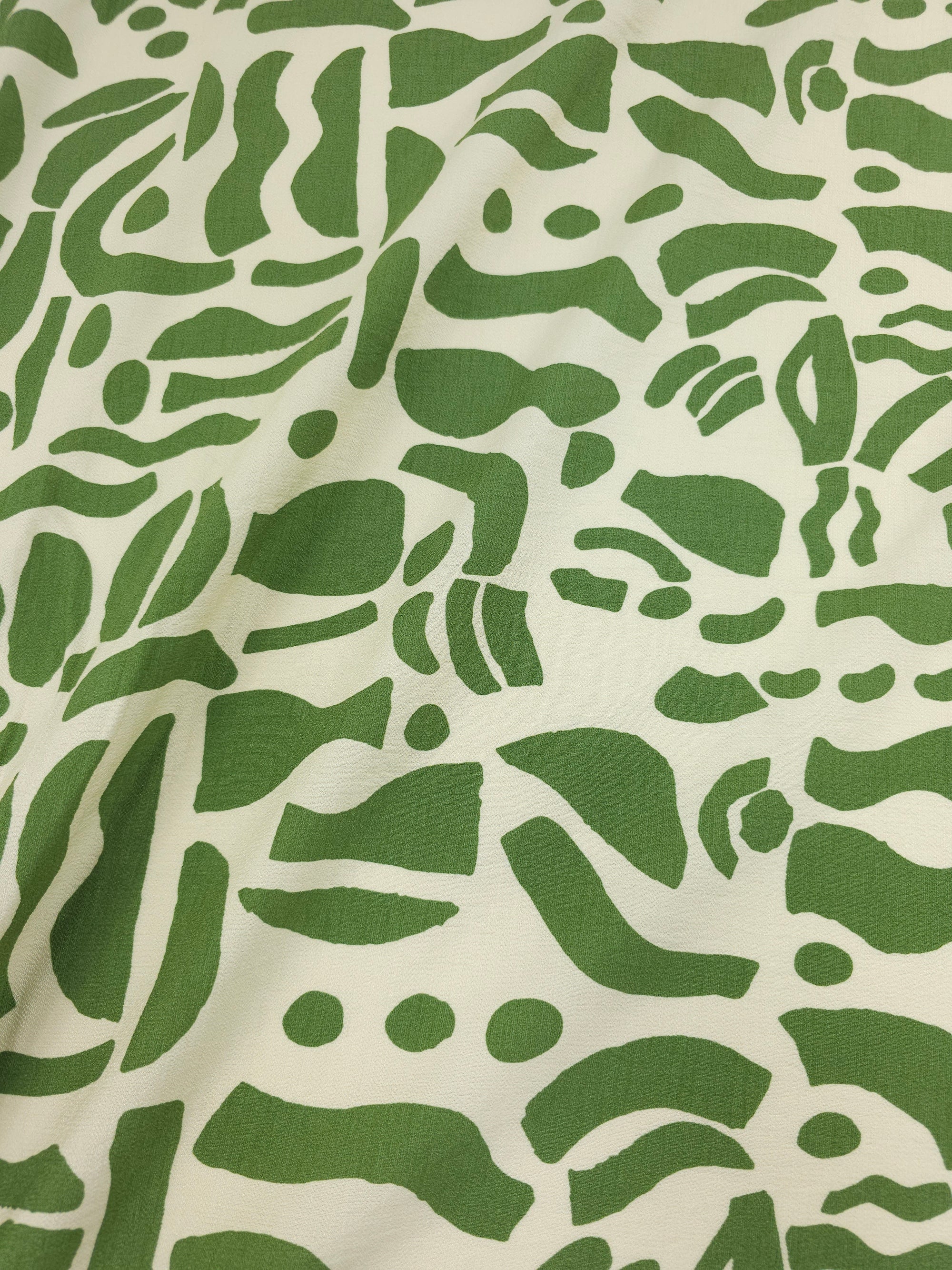 Ivory/Sage Abstract Shapes Viscose Mix