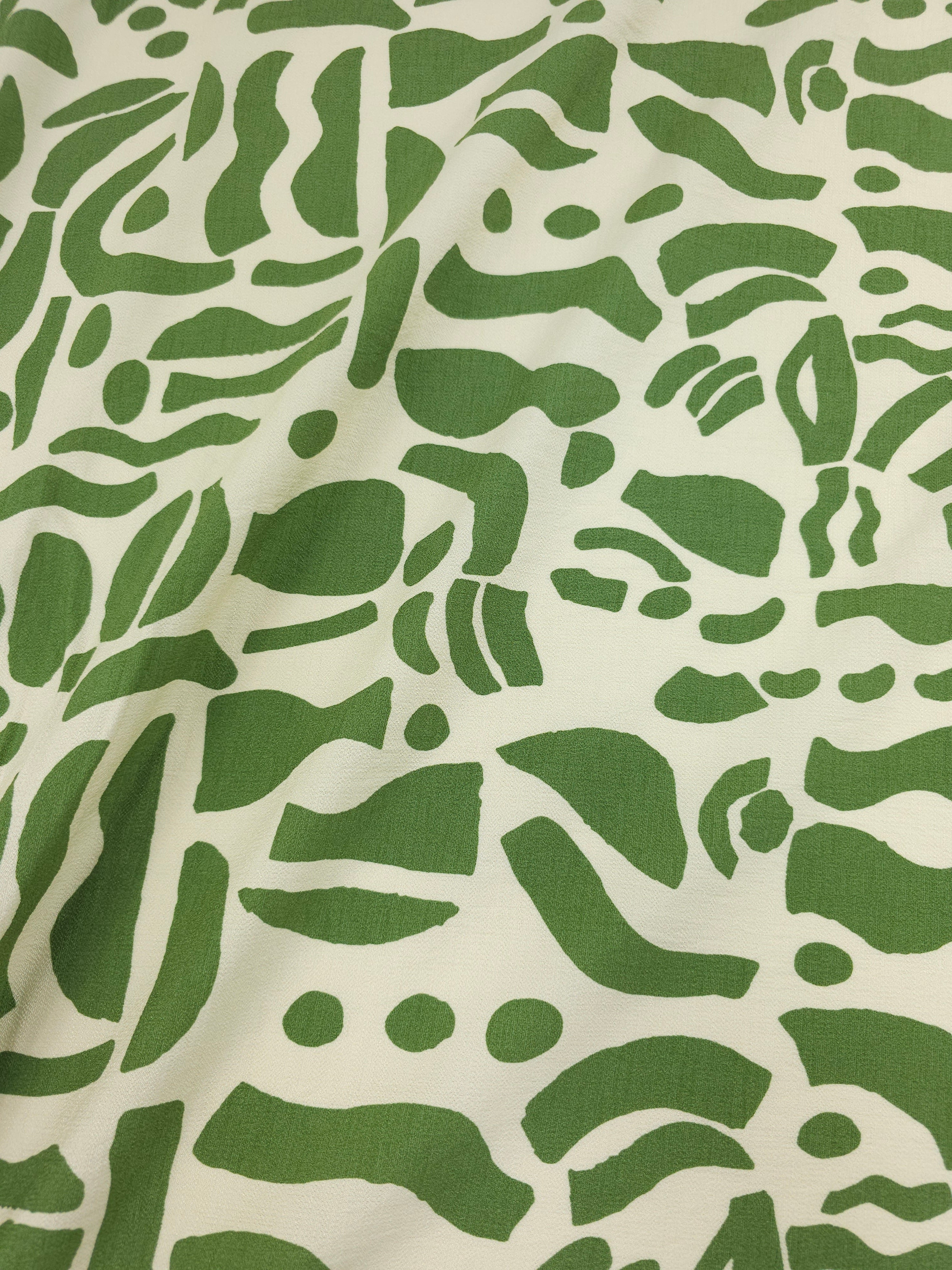 Ivory/Sage Abstract Shapes Viscose Mix