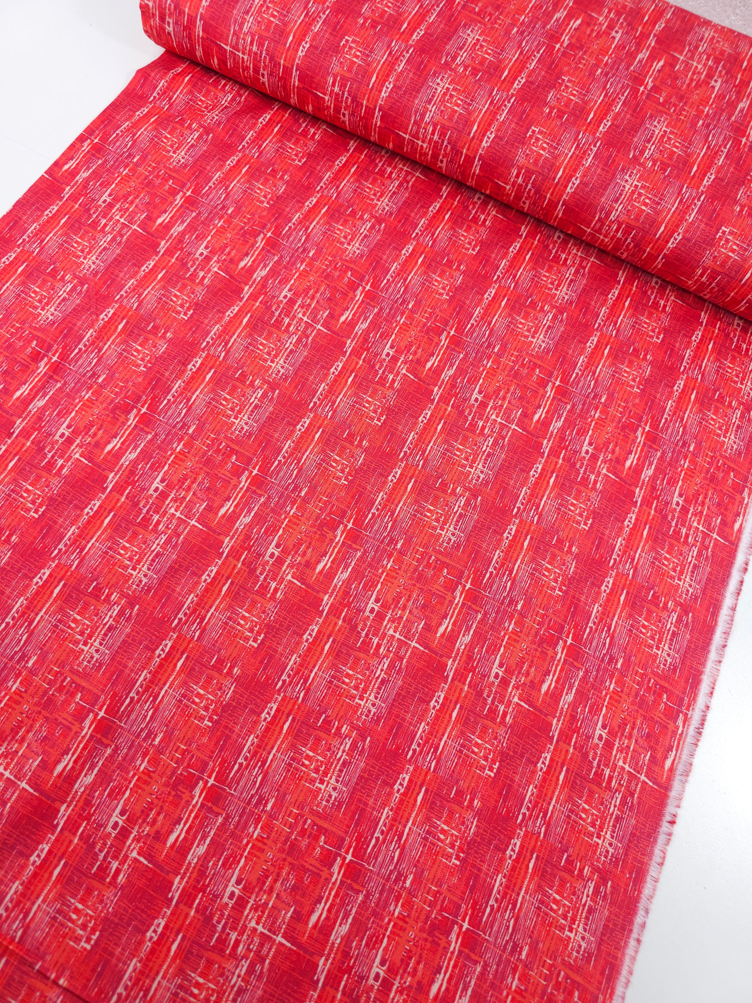 Berry Red Static Strike Lines 100% Cotton