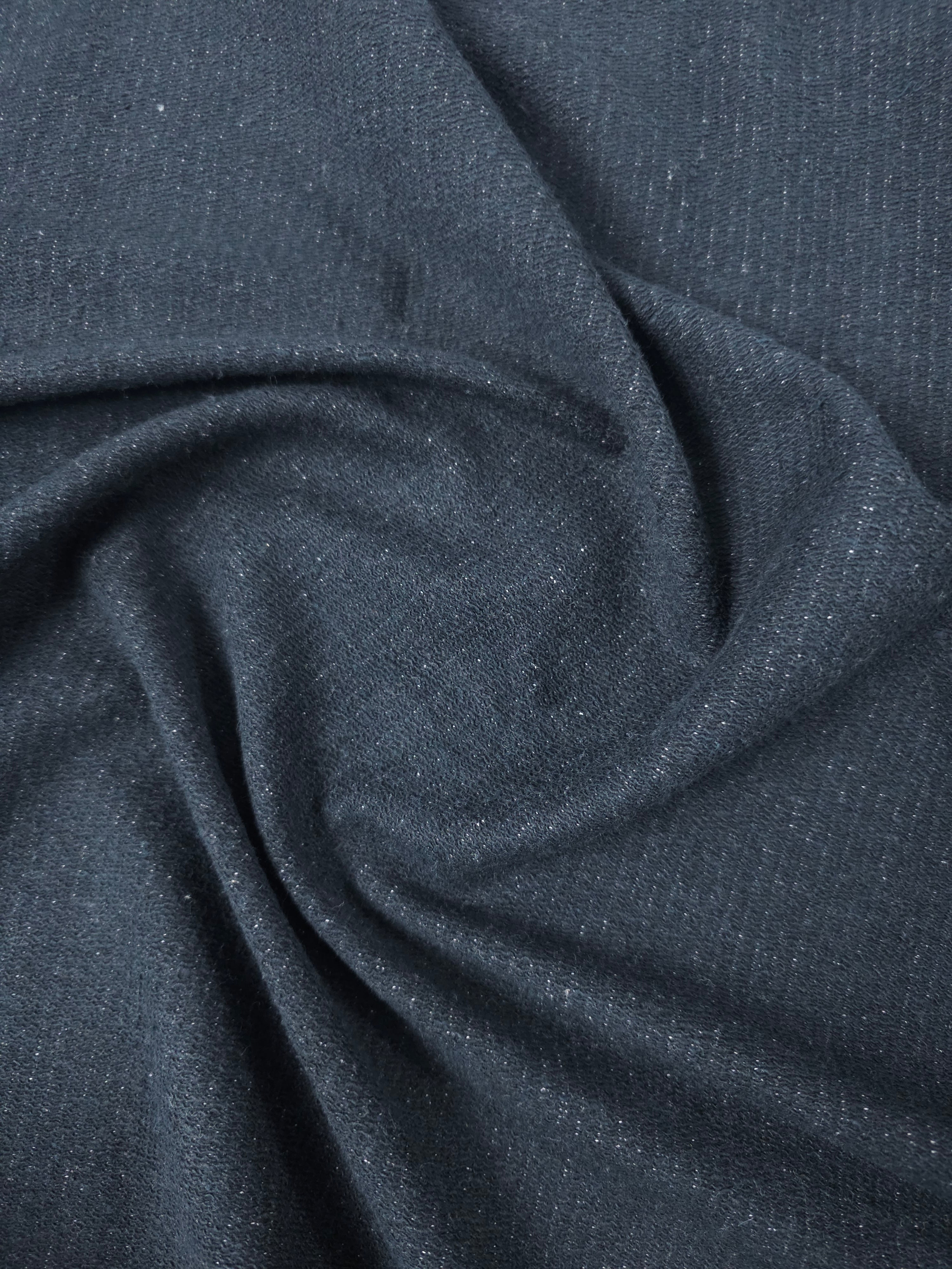 Charcoal Black Pinstripe Loopback Terry