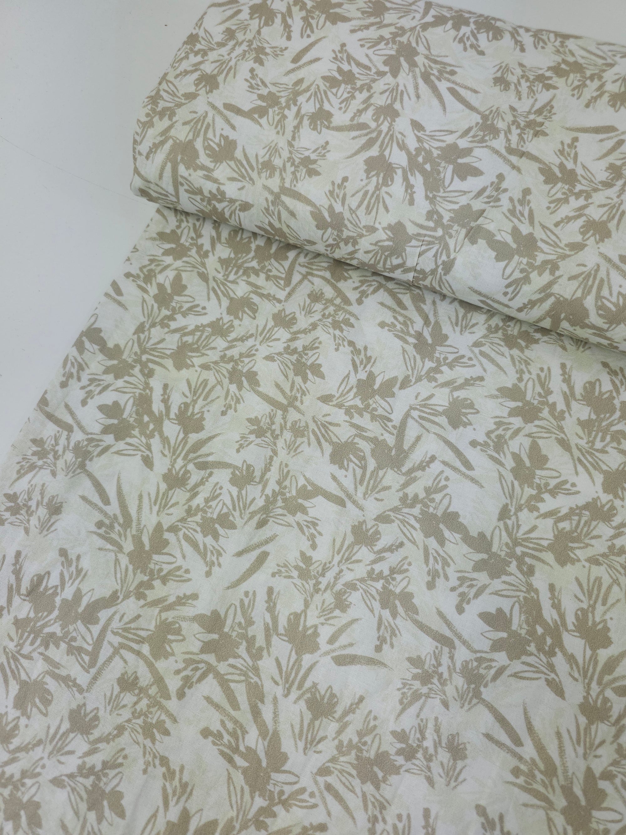 Taupe/Ivory Sketch Floral 100% Cotton