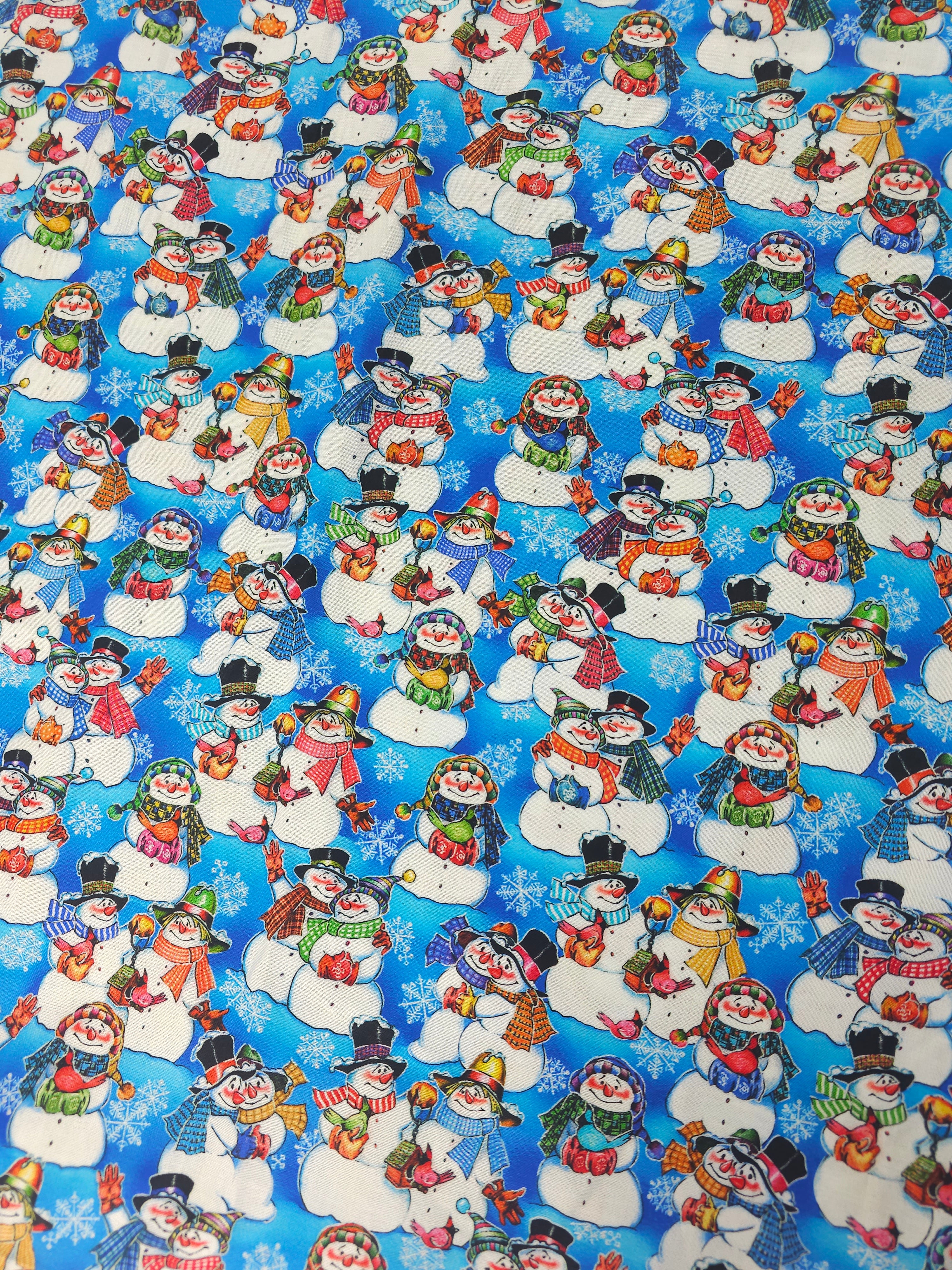 Blue snowman Cotton- 1m piece