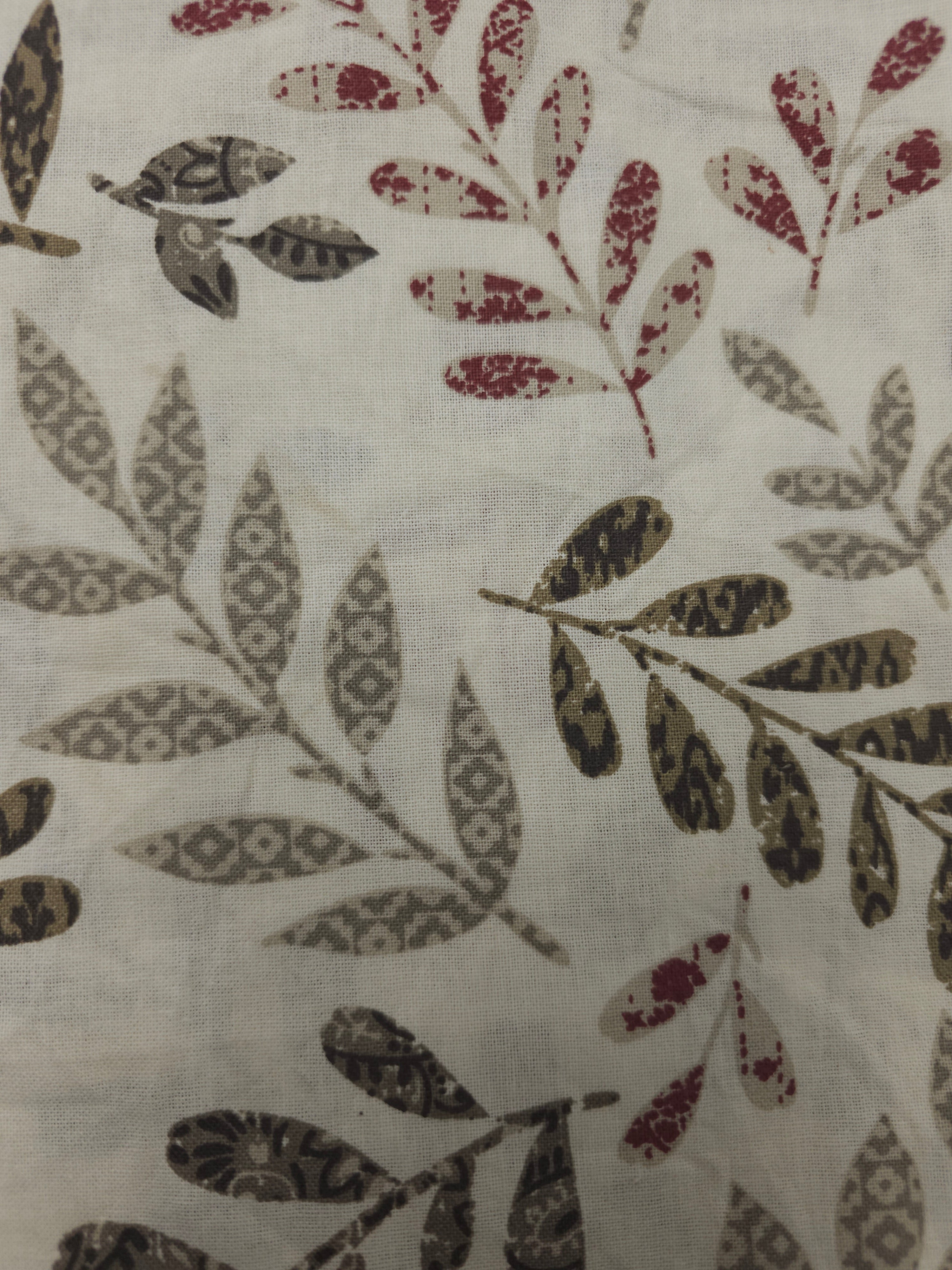 Beige leaves Cotton- 1m