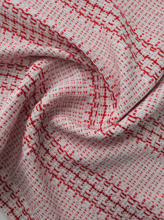 Pink/Red Track Print Wool Mix