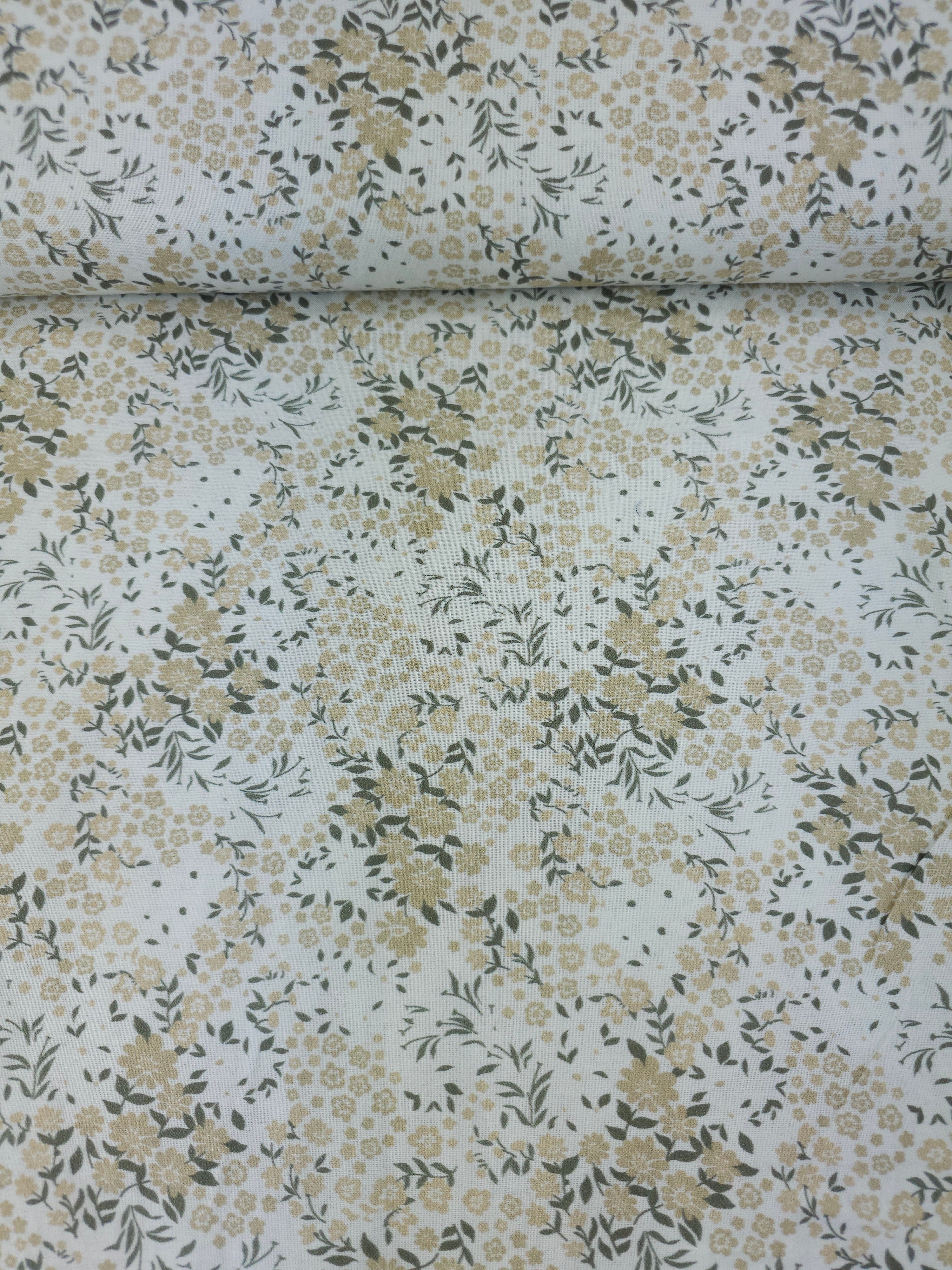 Beige/White Floral Party 100% Cotton
