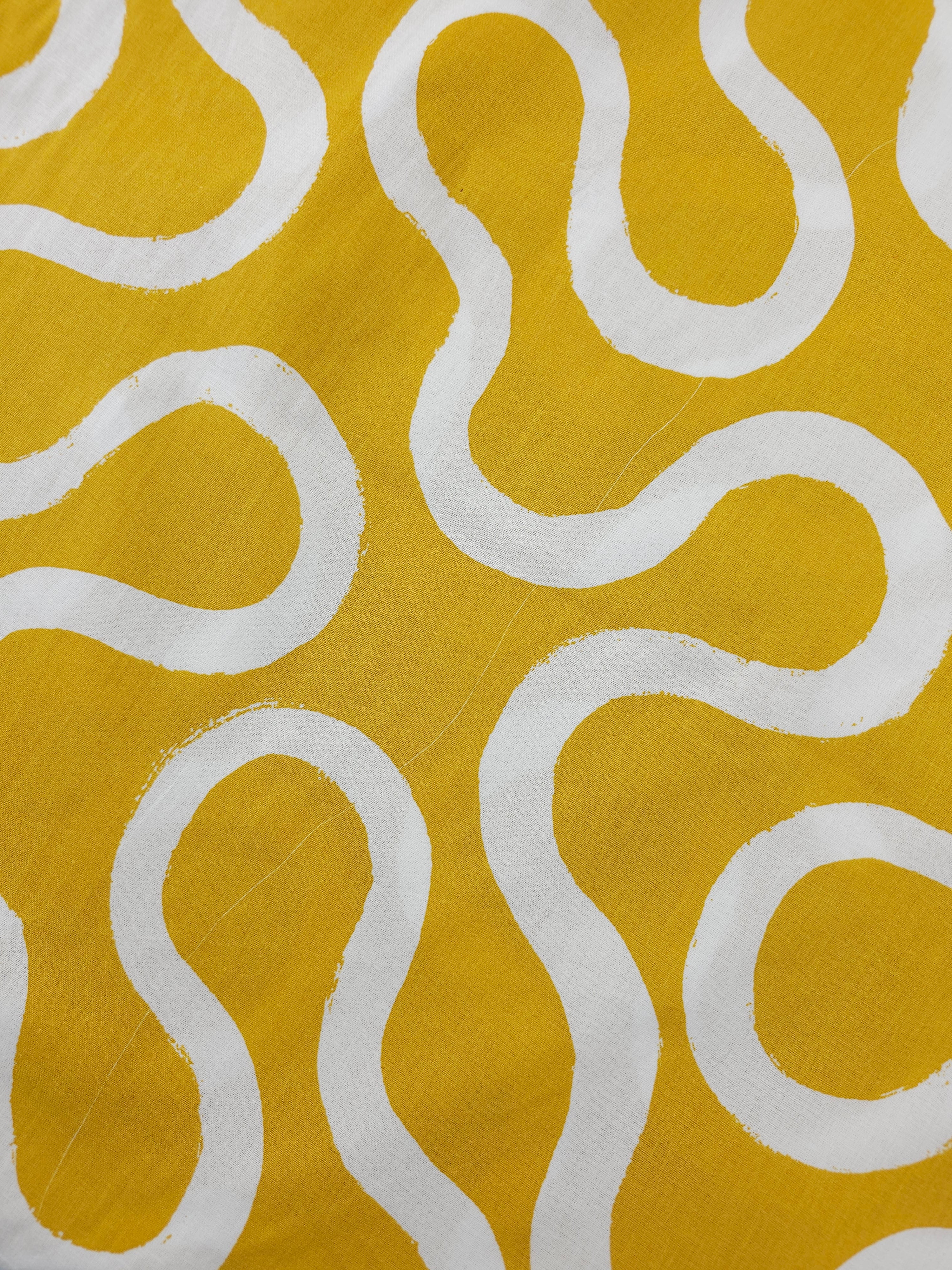 Mustard Yellow Swirly Lane 100% Cotton 106" *EXTRA WIDE* *DEFECT*