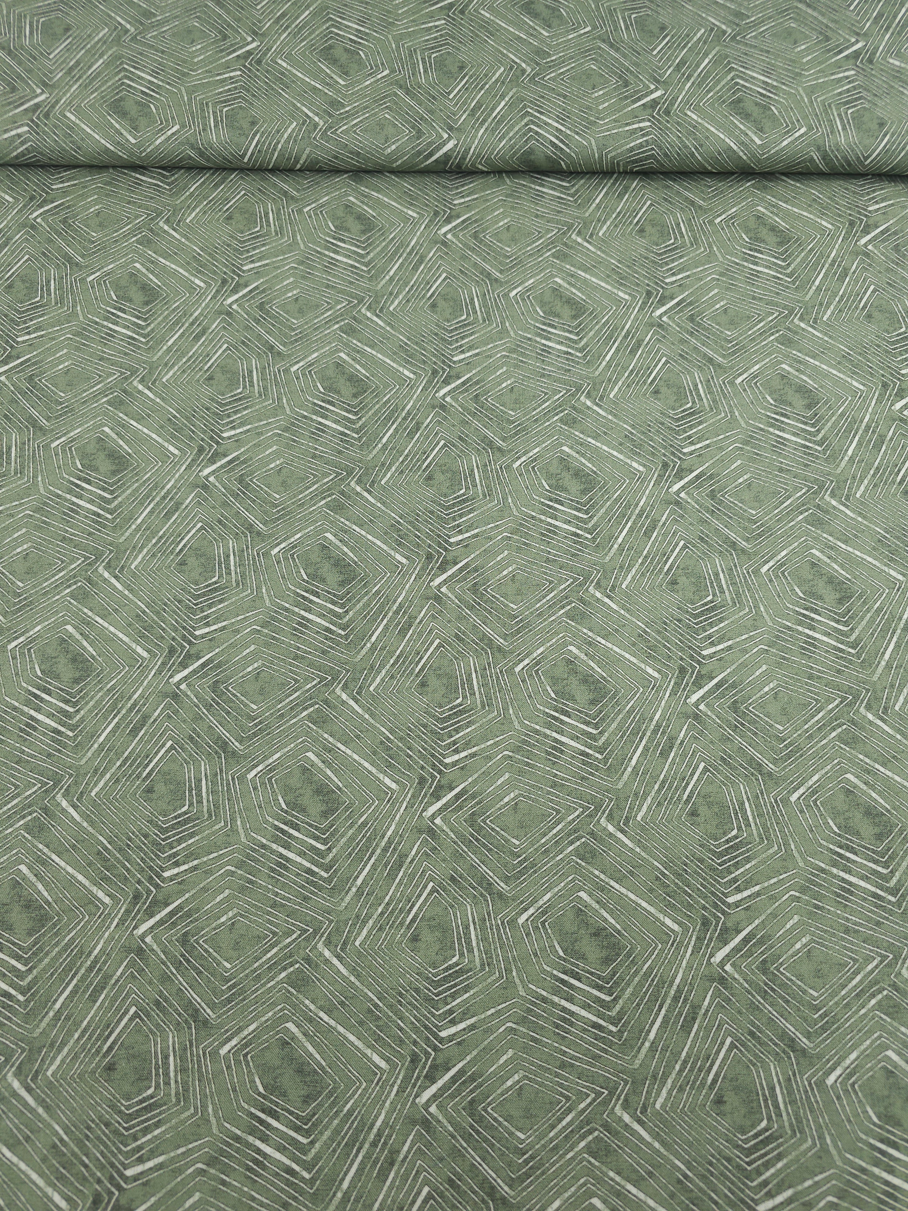 Deep Sage Geometric Diamond 100% Cotton