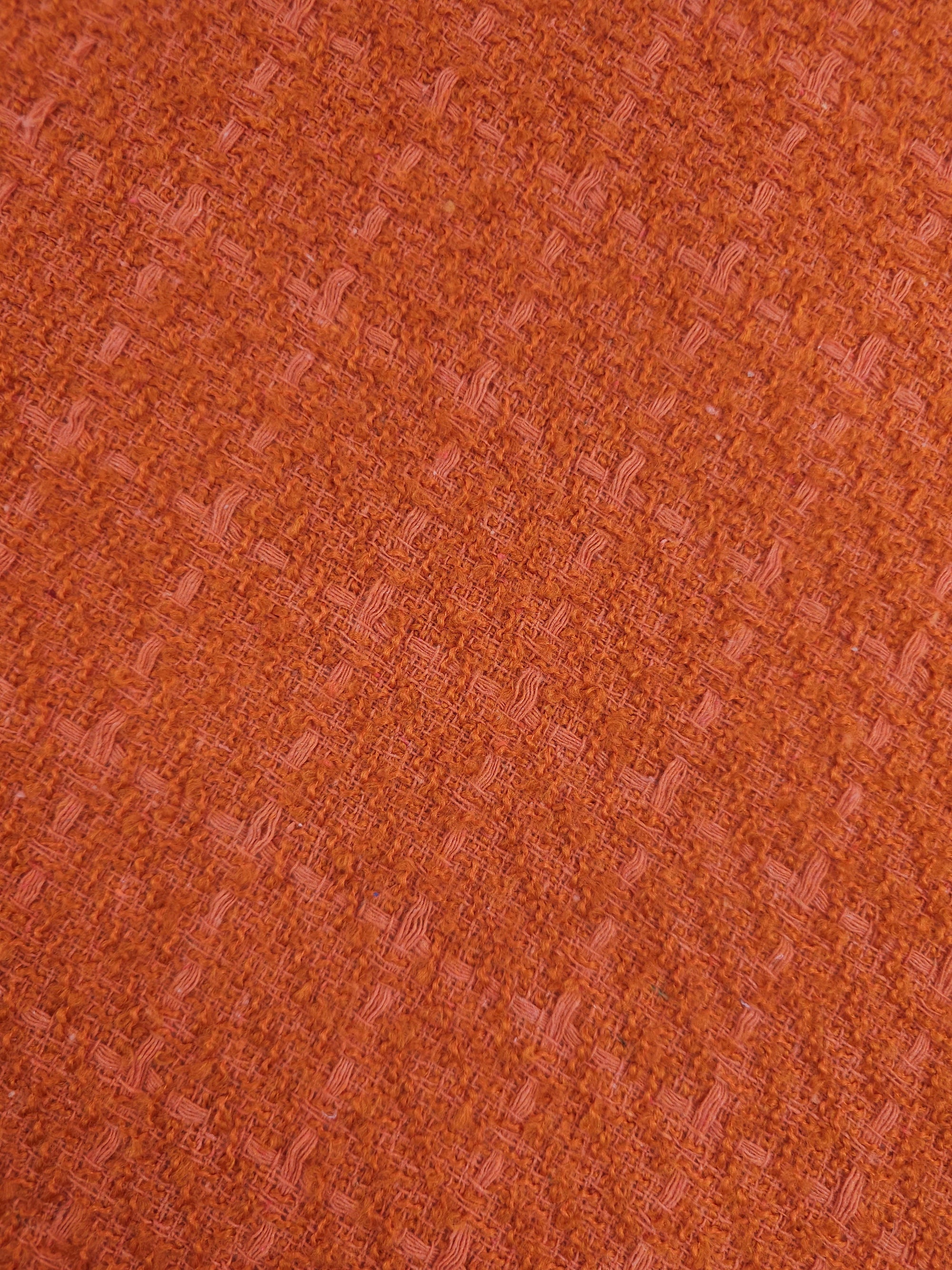 Orange/Coral Square Check Boucle