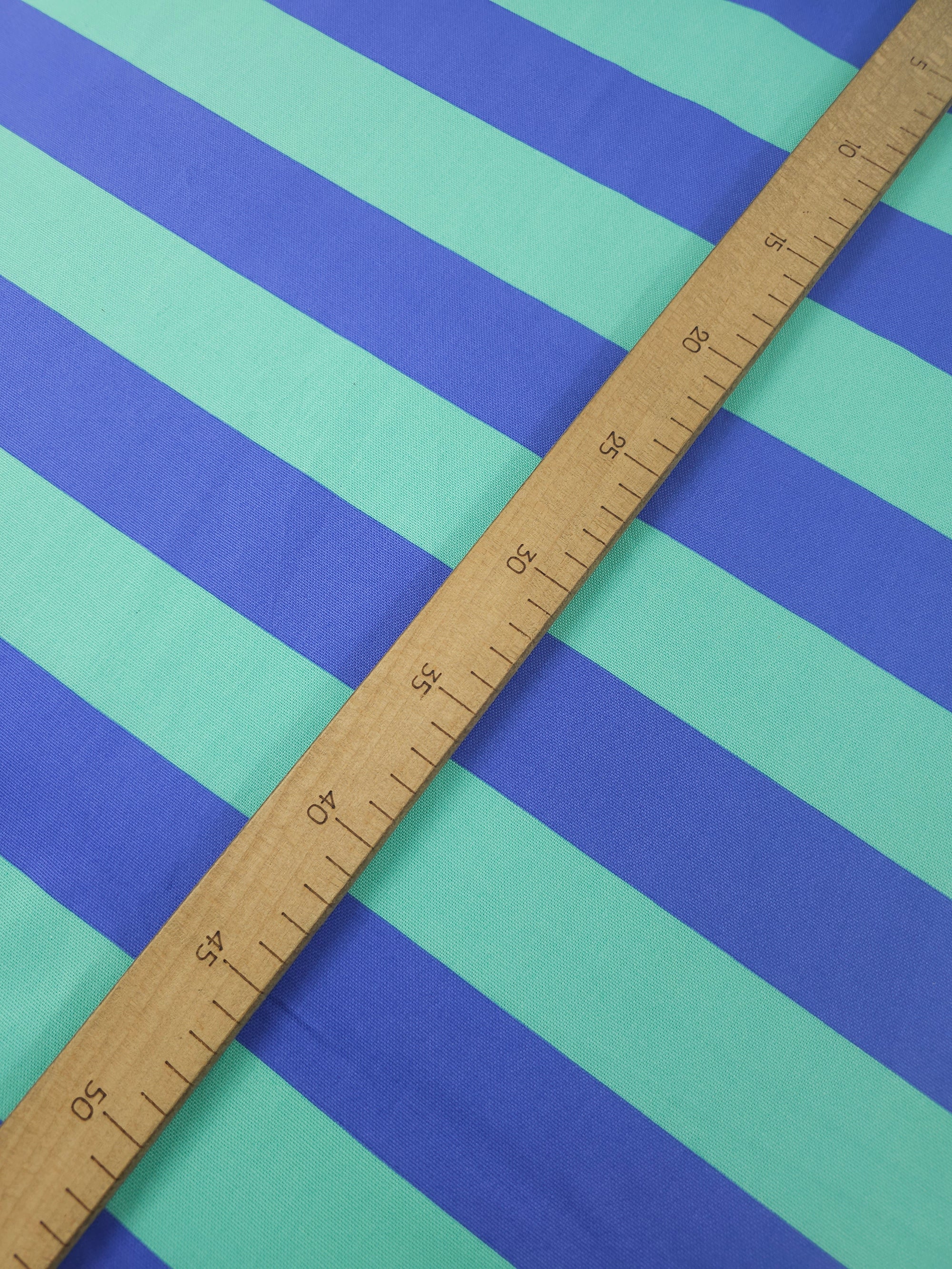 Mint/Periwinkle Blue Block Stripe Lightweight Canvas Cotton