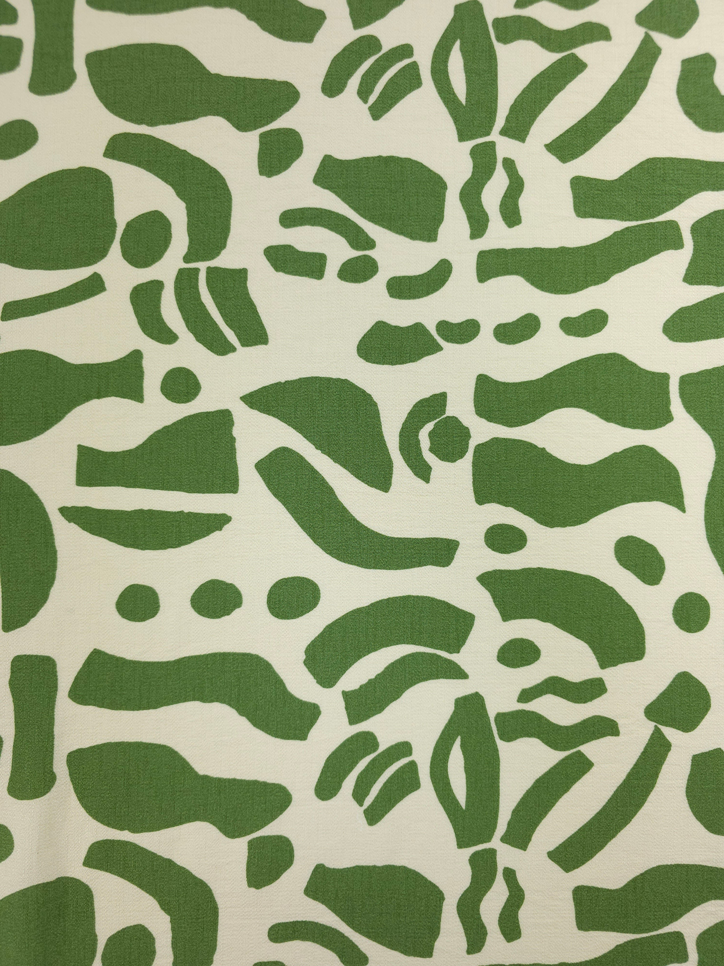 Ivory/Sage Abstract Shapes Viscose Mix