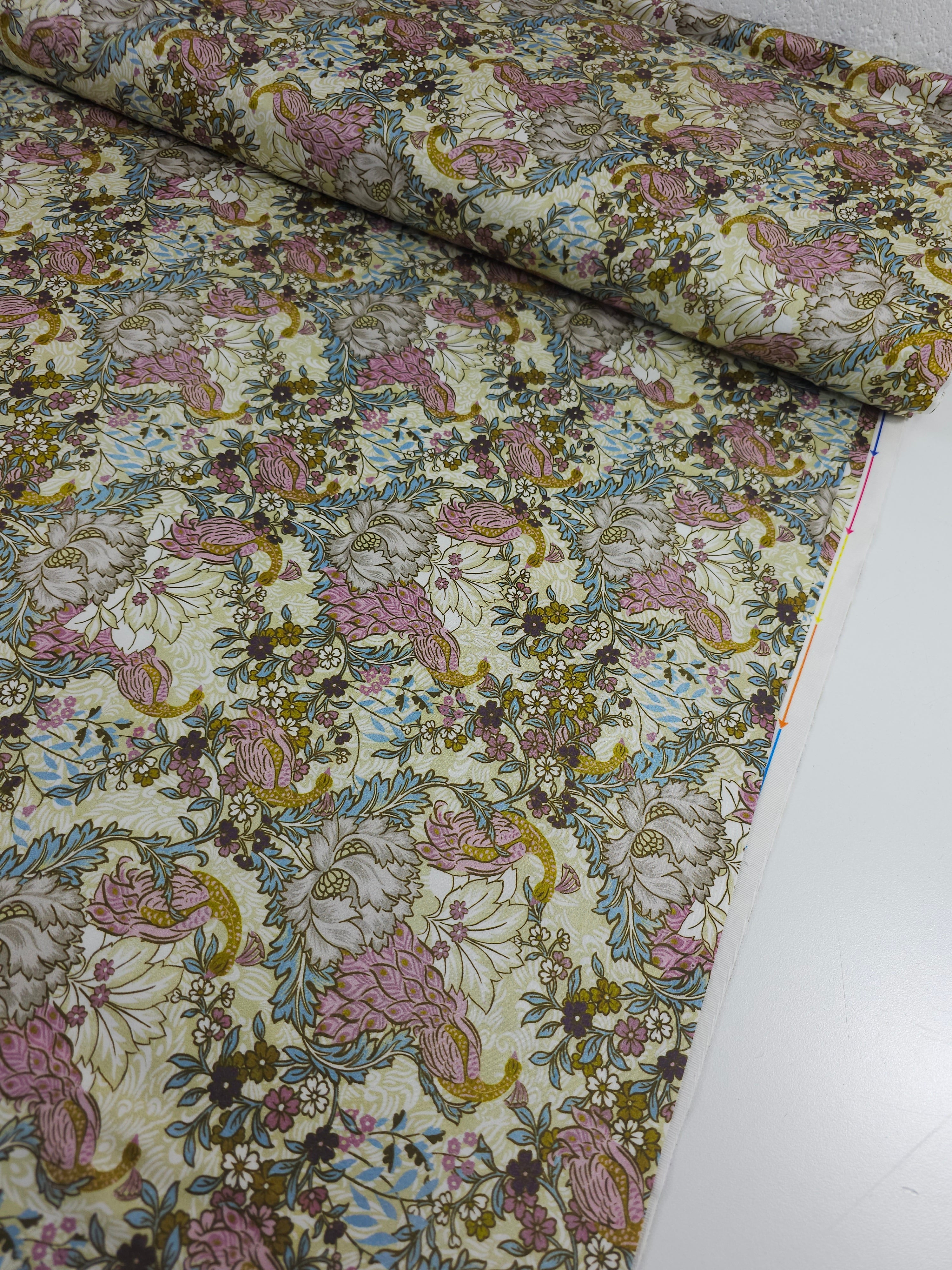 Vintage Majestic Peacock Floral 100% Cotton 118” *EXTRA WIDE*
