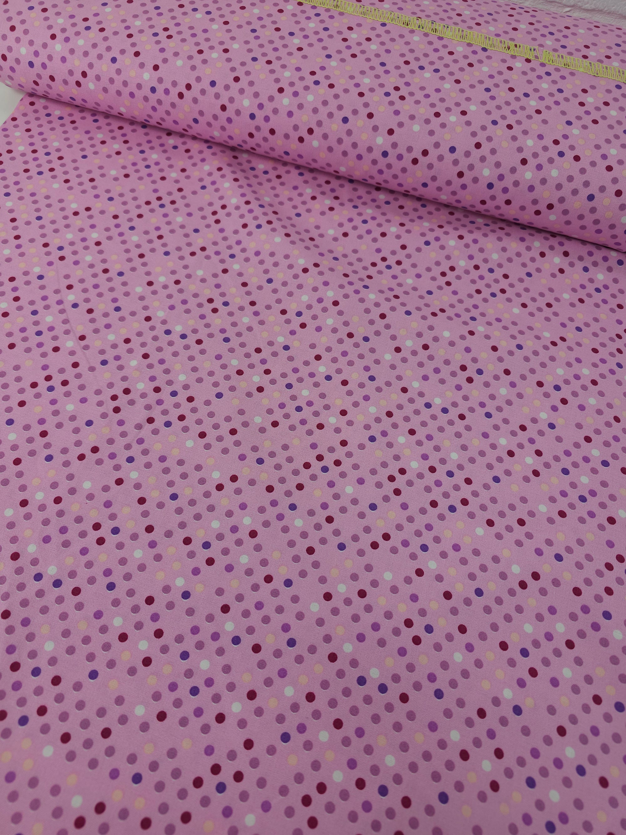 Pink Ditsy Irregular Polka Dot 100% Cotton