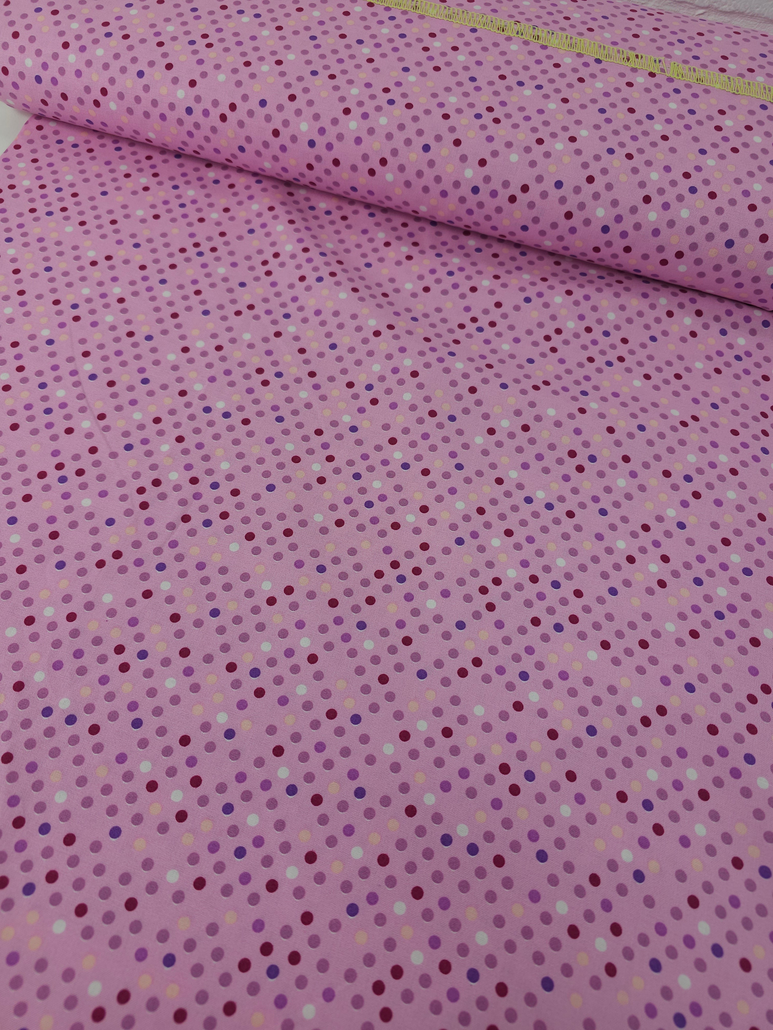 Pink Ditsy Irregular Polka Dot 100% Cotton