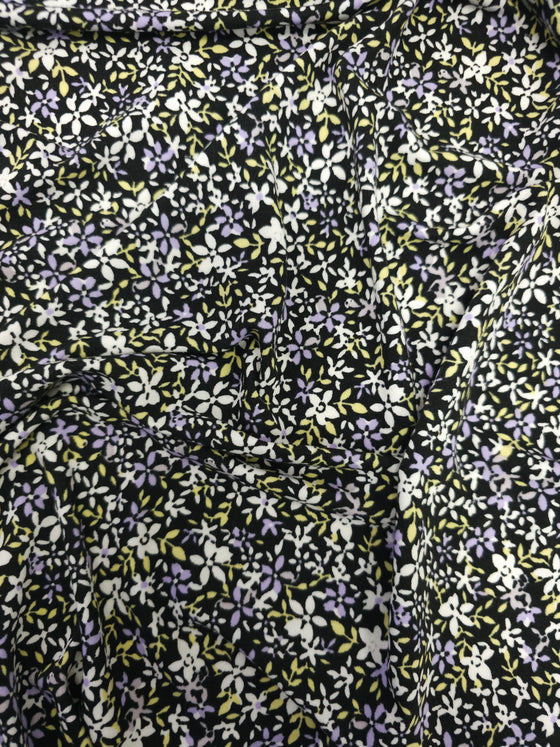 Purple/Yellow Floral Soft Viscose Jersey