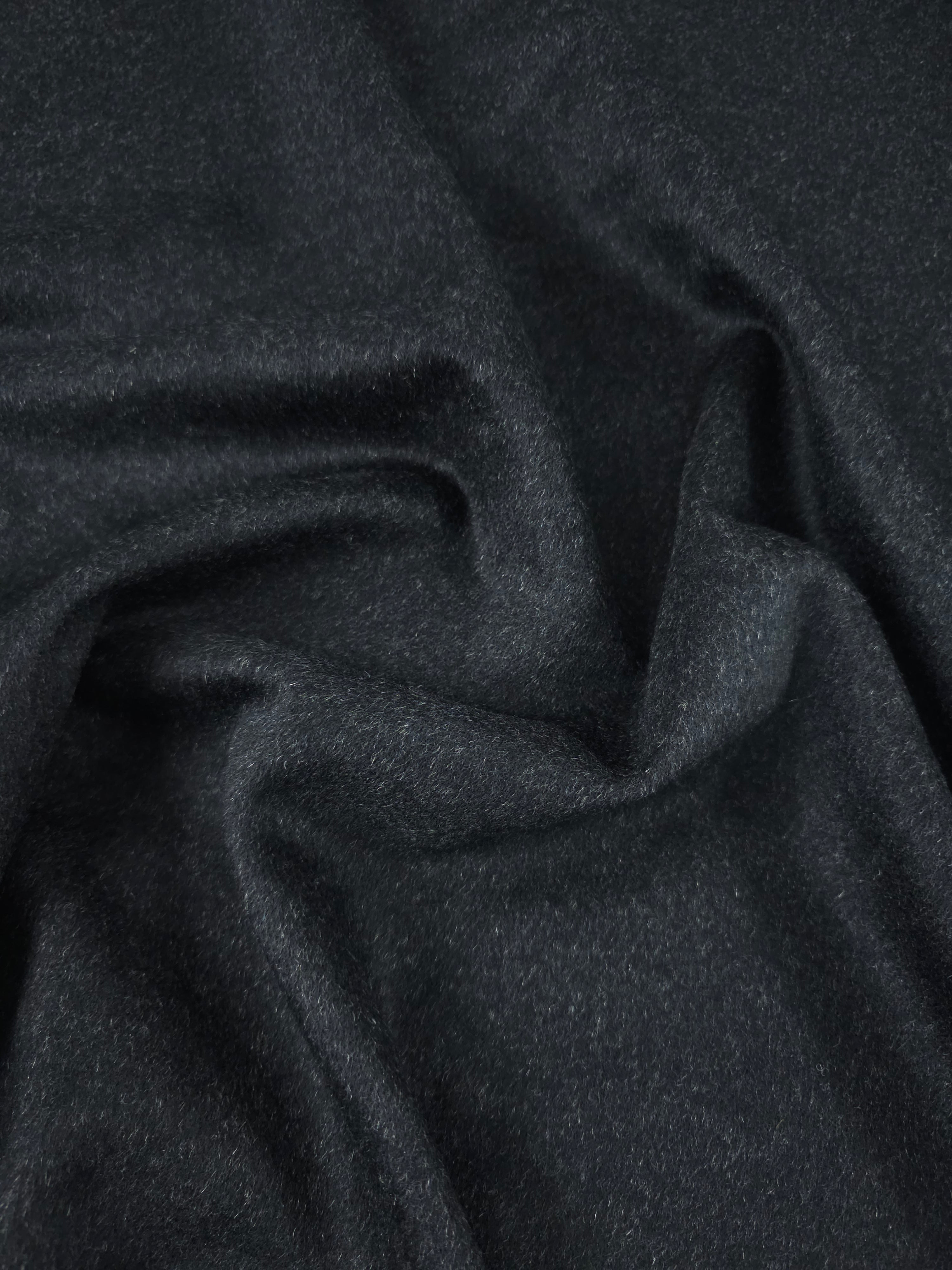 Charcoal Black Brushed Cashmere 100% Wool *ABRAHAM MOON*