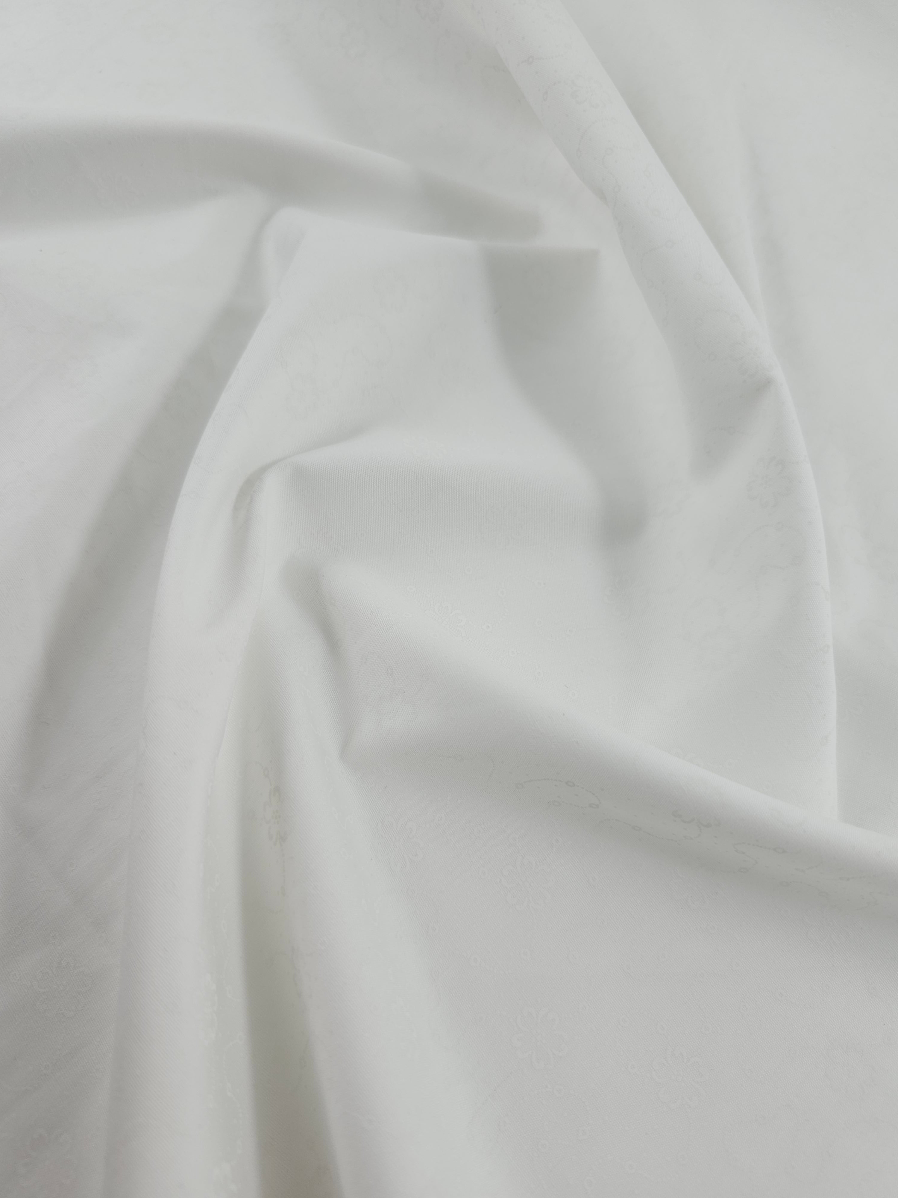 Ditsy Flower Trail White On White Tonal 100% Cotton - Benartex