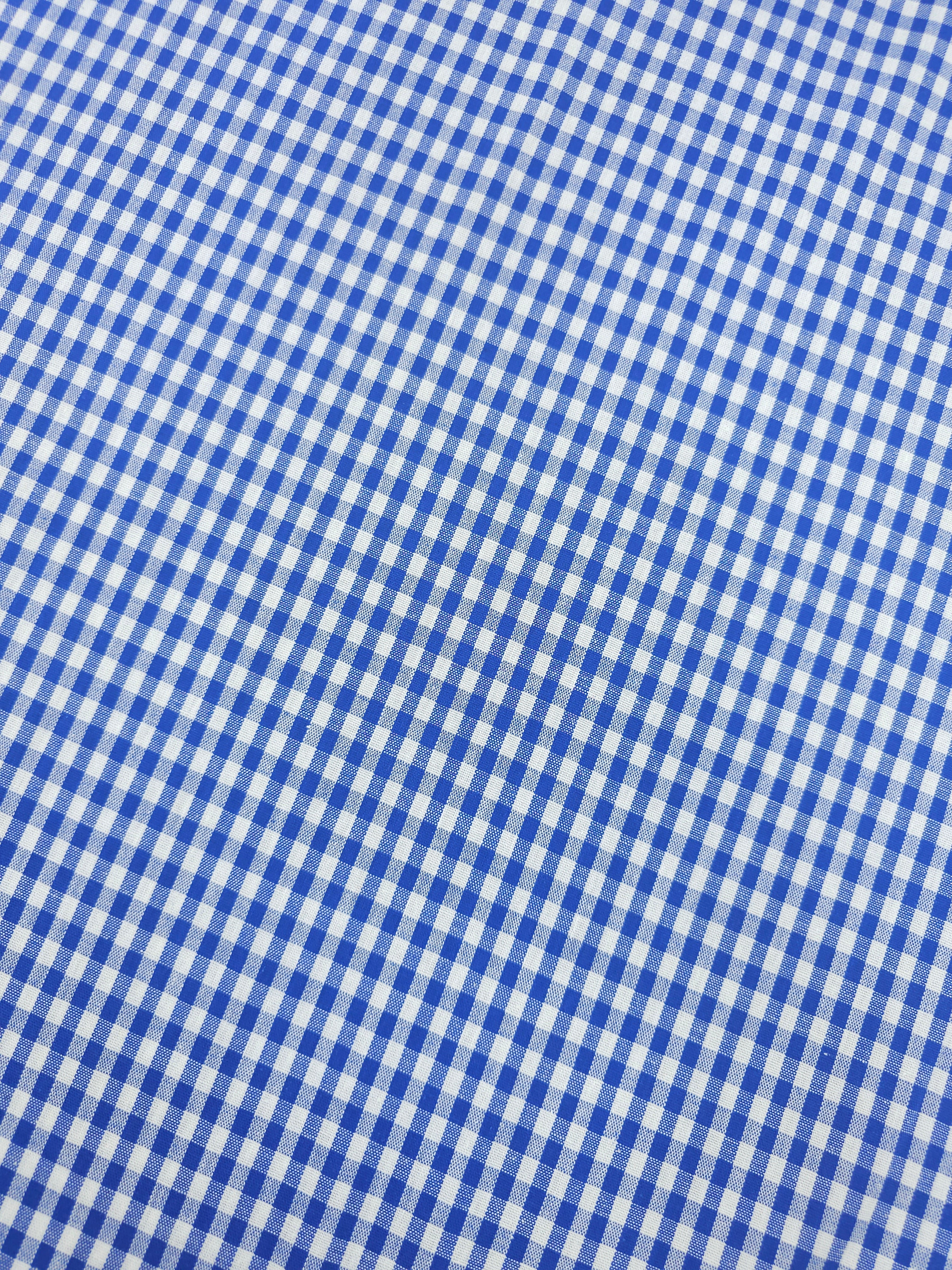 Cobalt Blue Small Gingham 100% Cotton 55"