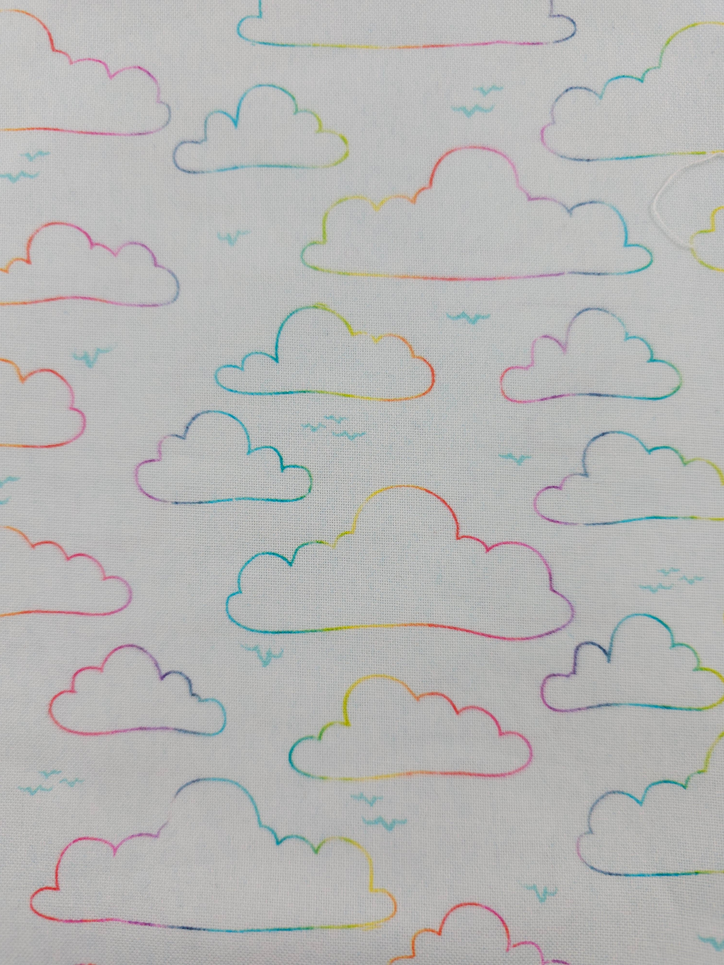 Light blue rainbow clouds Cotton- 1m piece