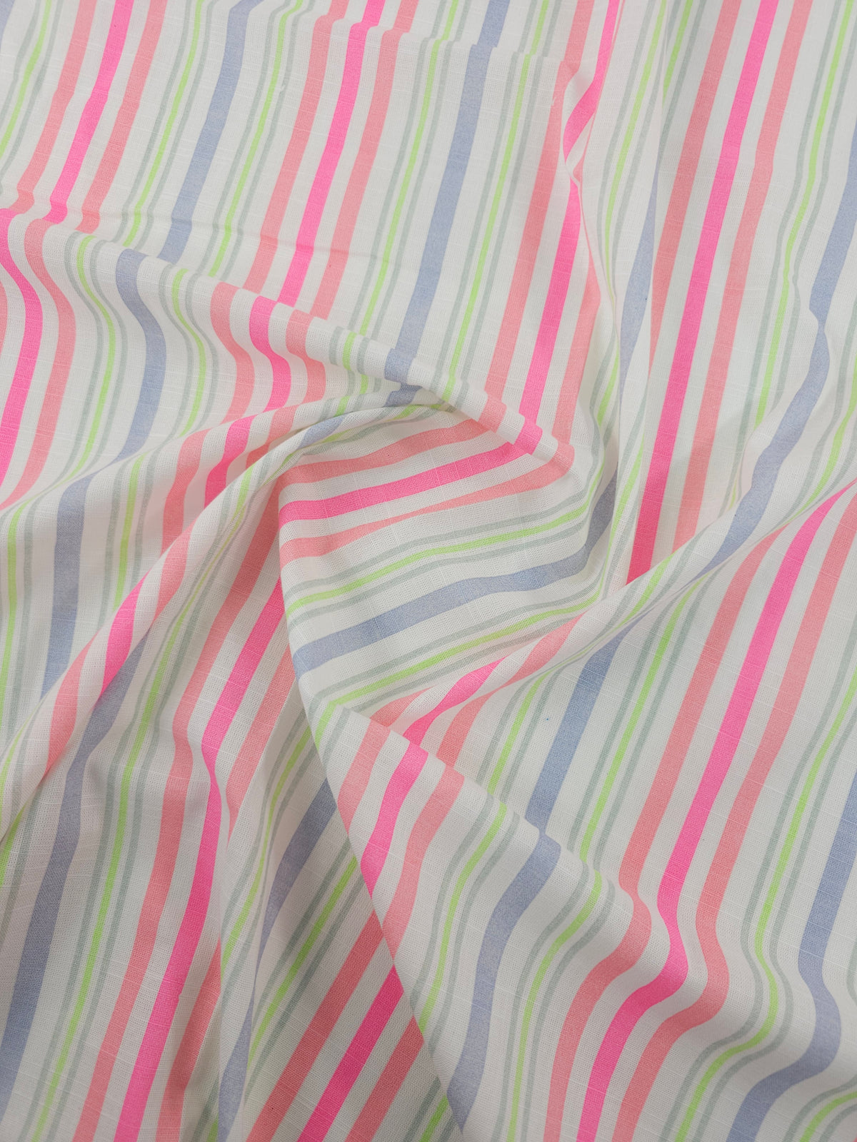 Neon/Pastel Irregular Stripe Flax Cotton