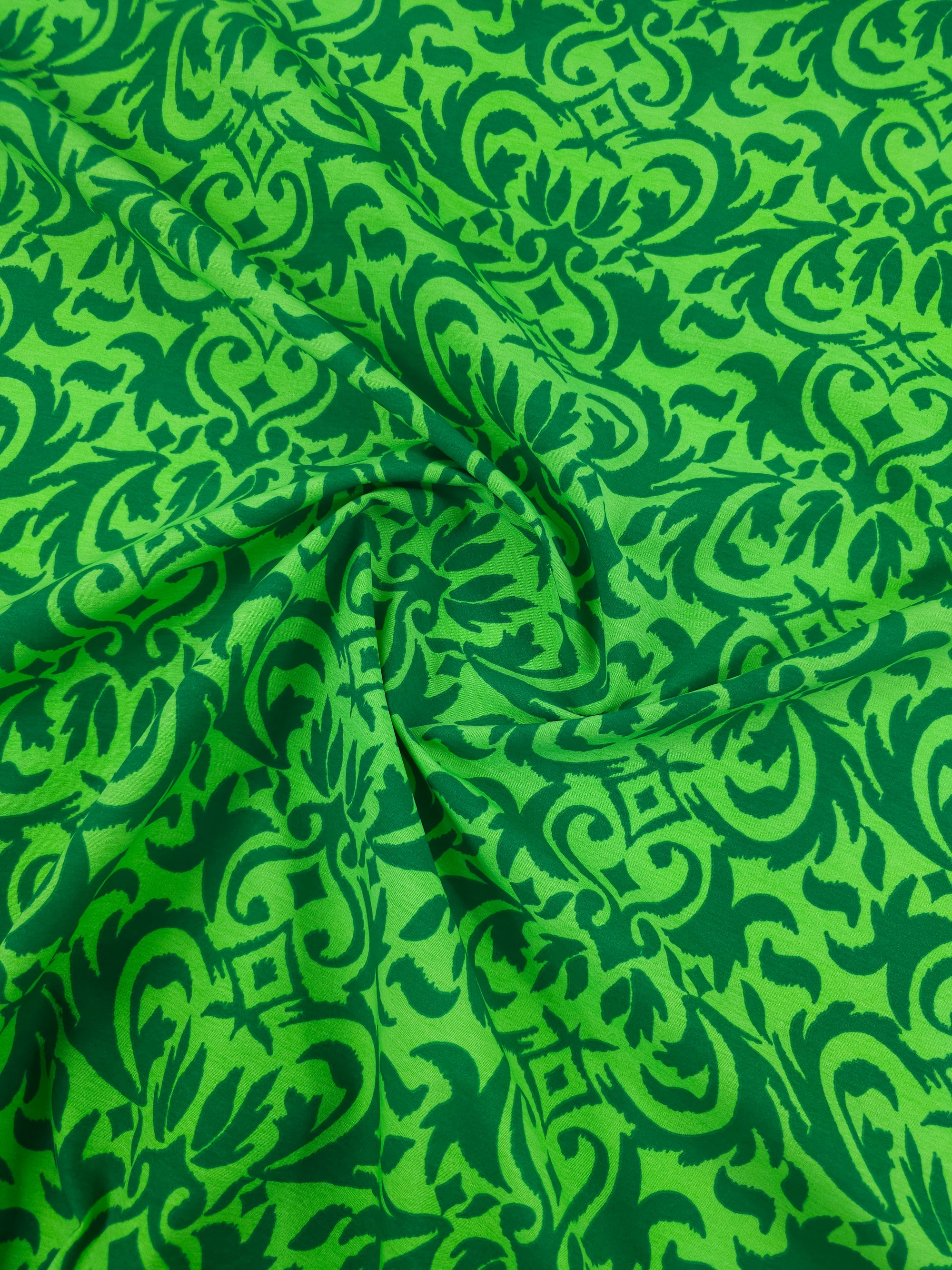 Green Duo Tone Damask Cotton