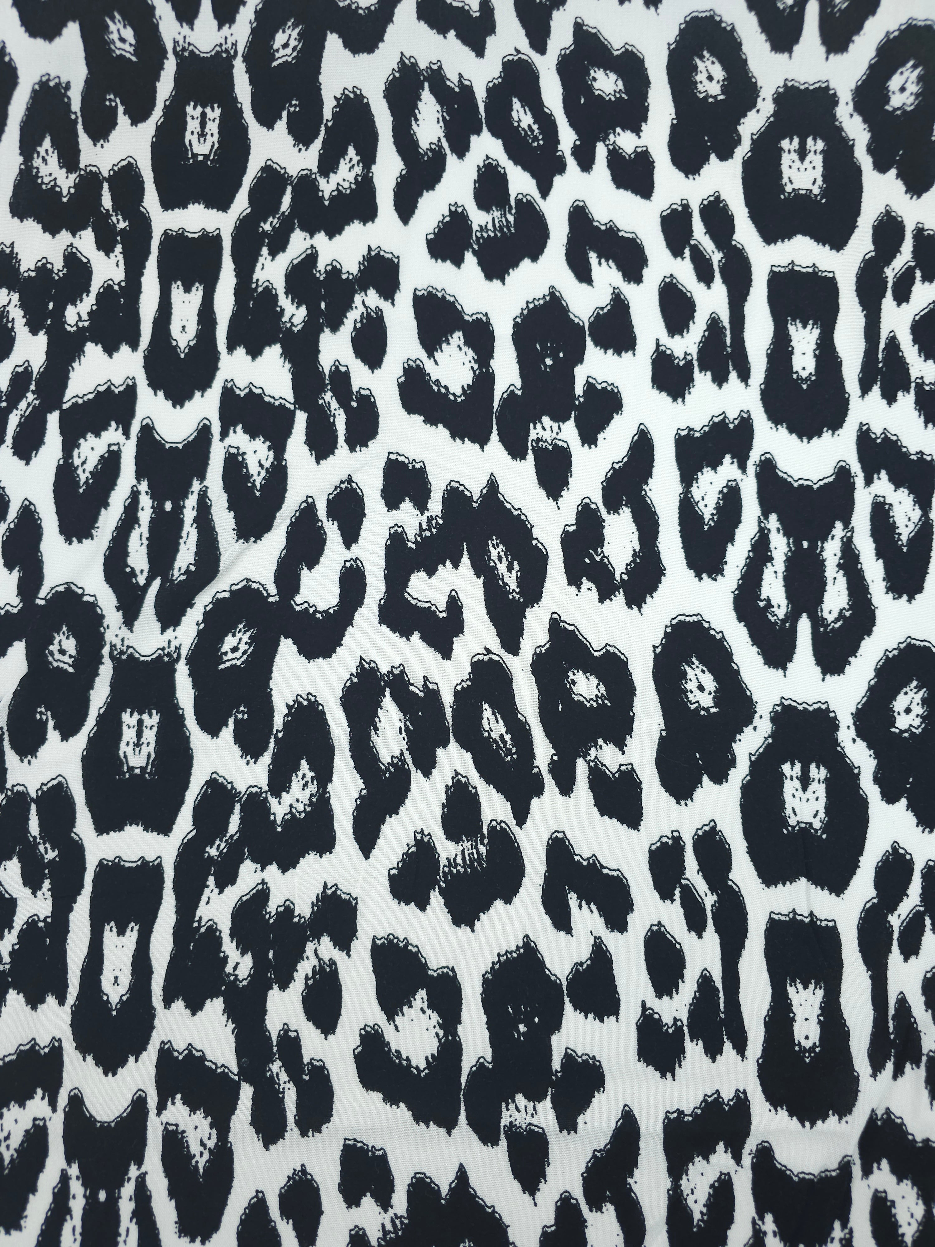 Black/White Leopard Viscose Challis