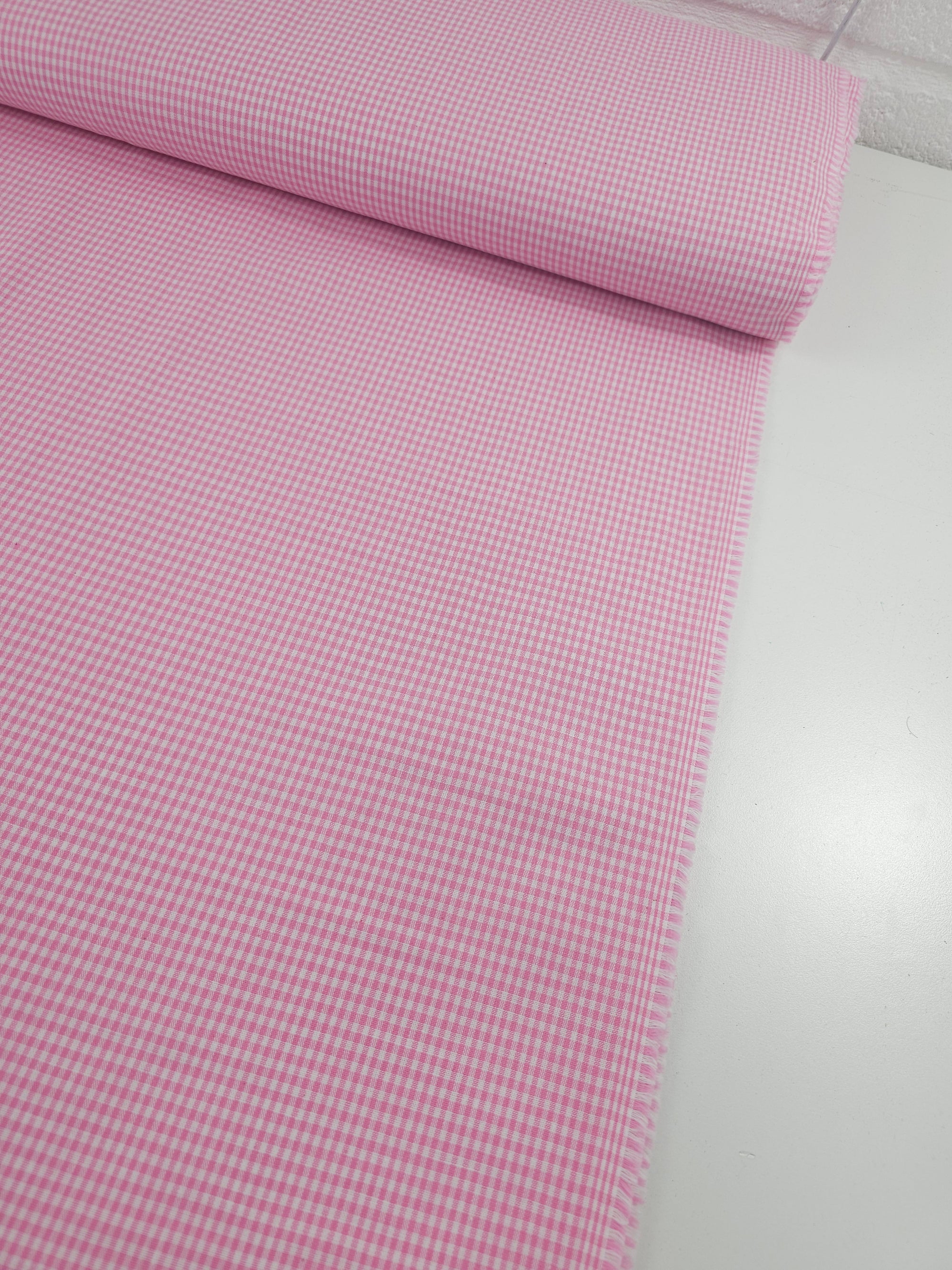 Pink Mini Gingham 100% Cotton 55"