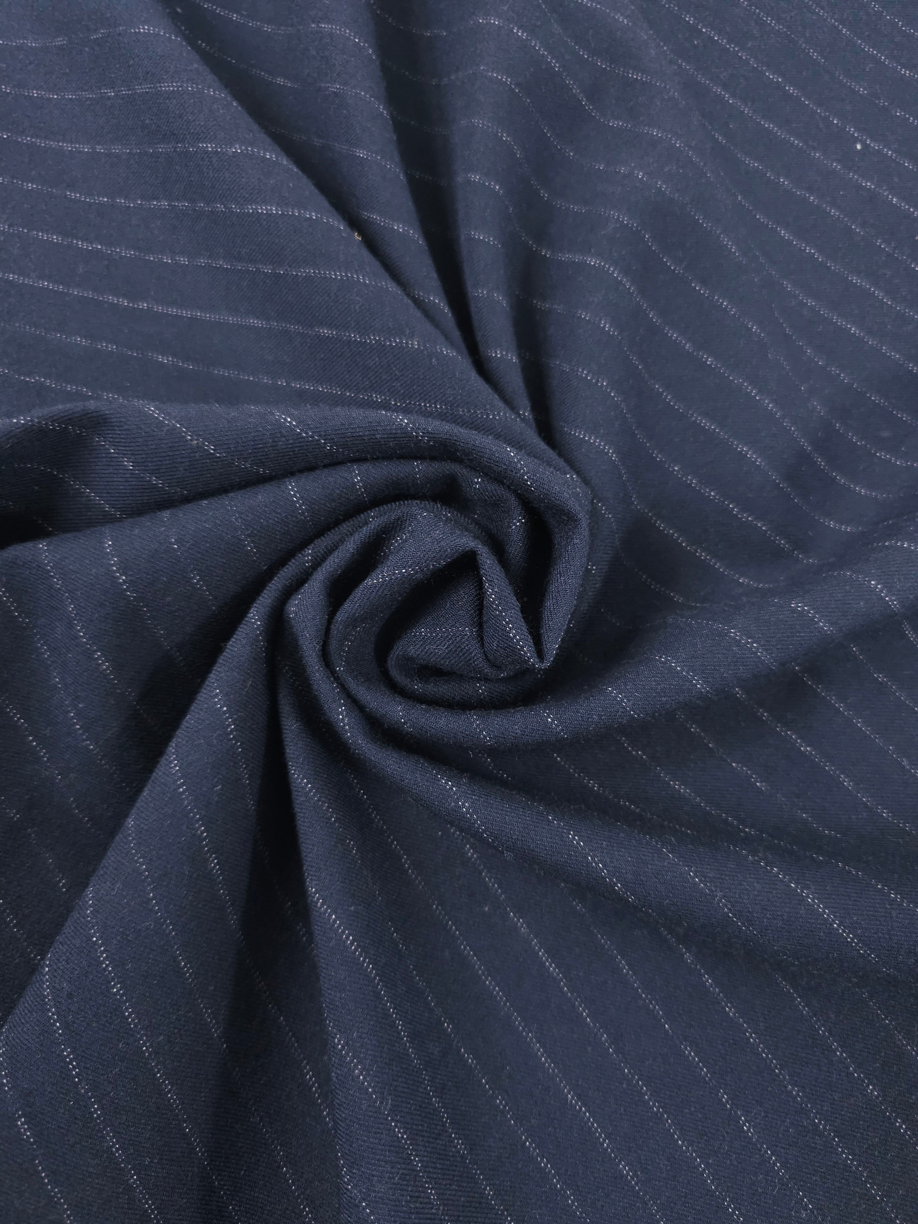 Dark Navy Stripe Viscose Suiting