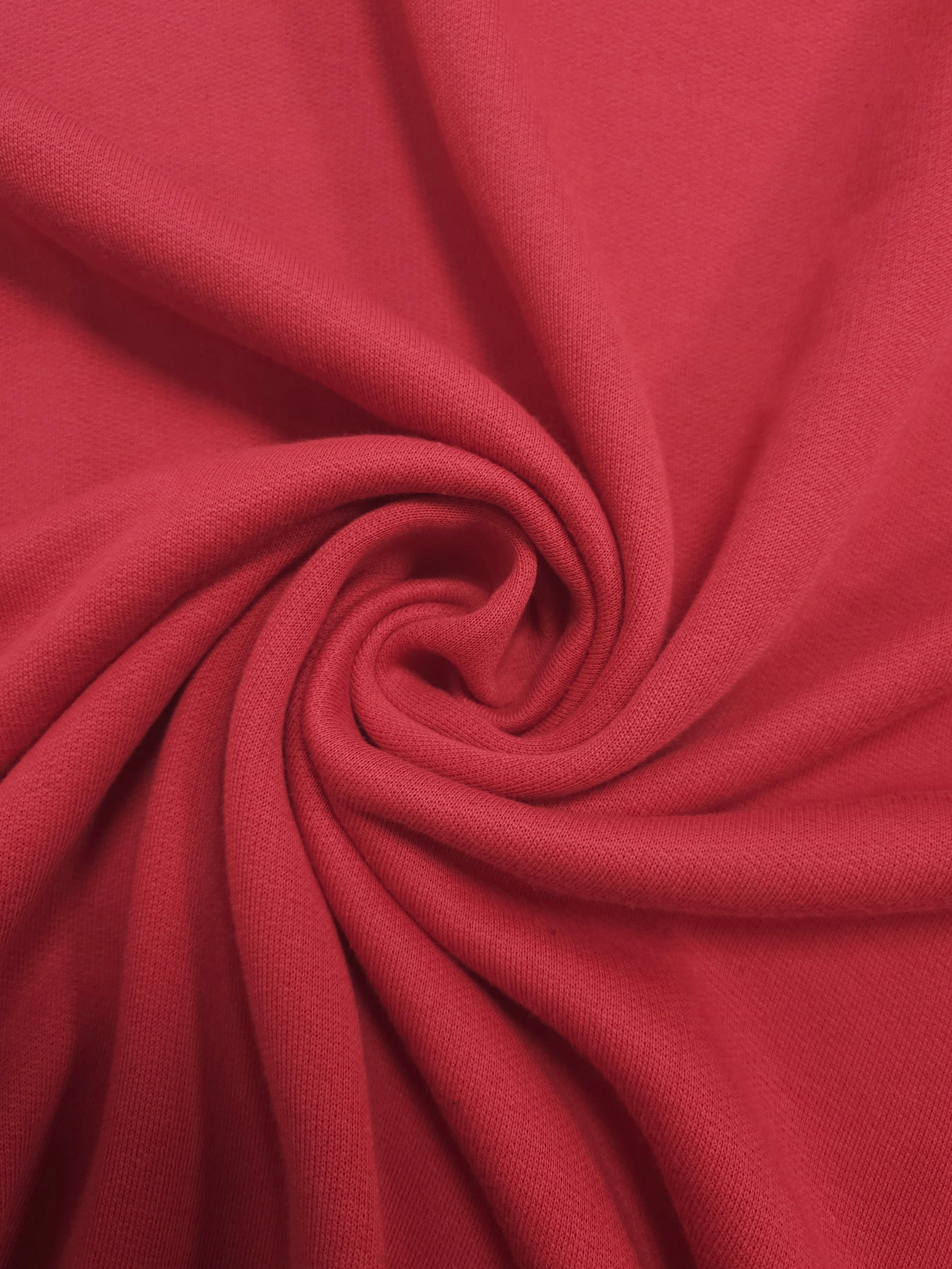 Red Fleece Backed Cotton Terry