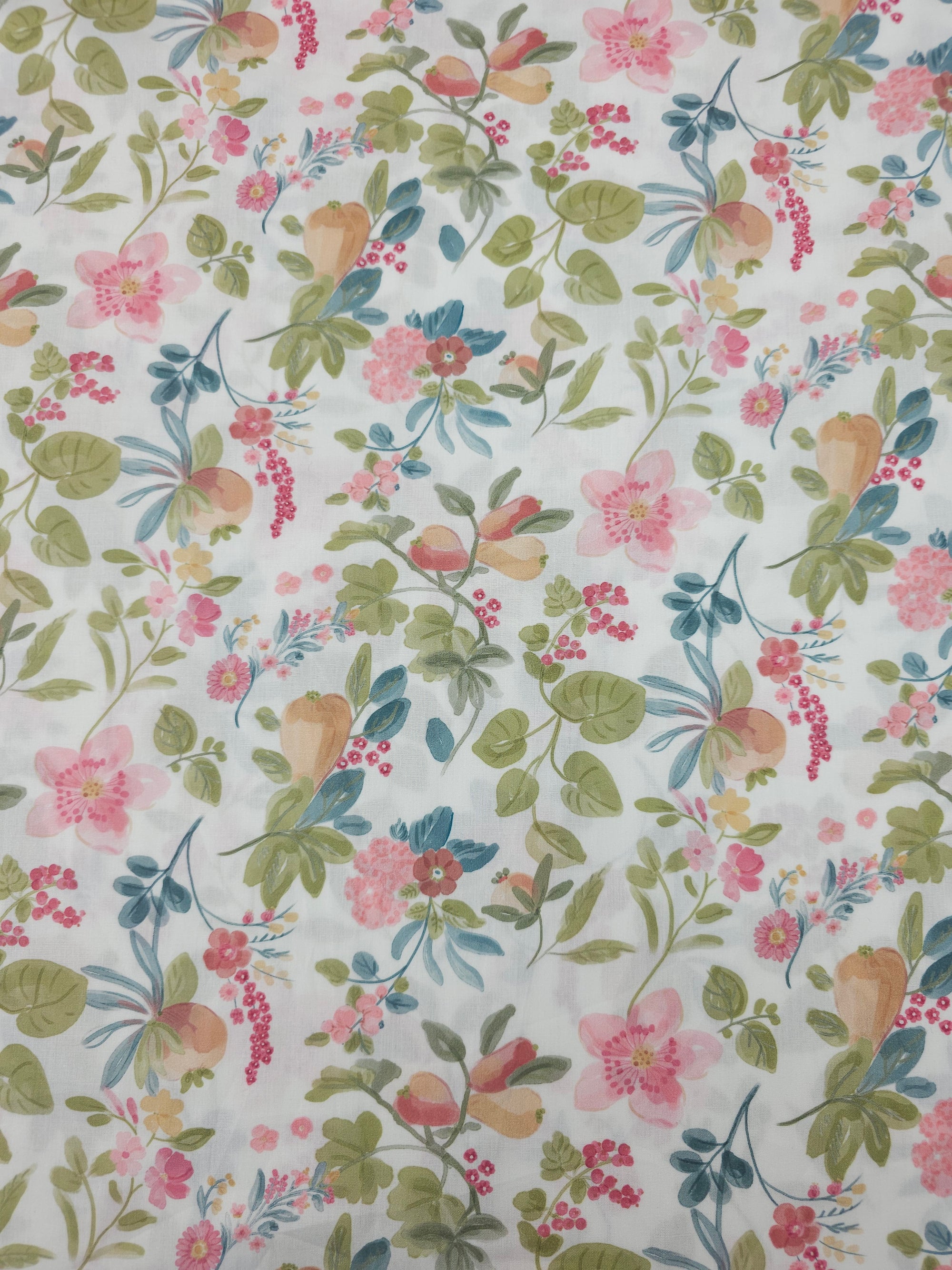 Floral Butternut Squash Stems Lightweight Cotton 57"