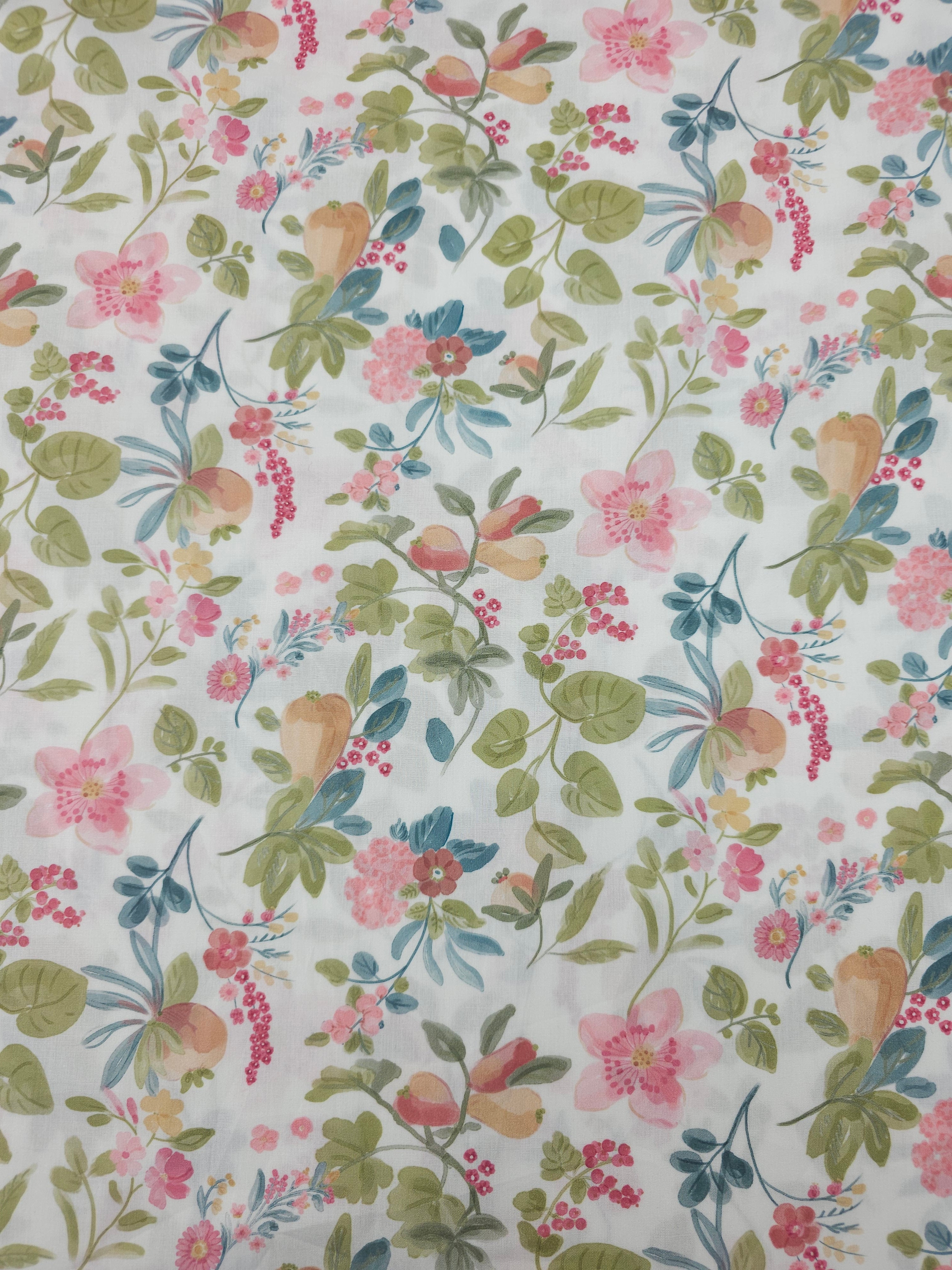 Floral Butternut Squash Stems Lightweight Cotton 57"