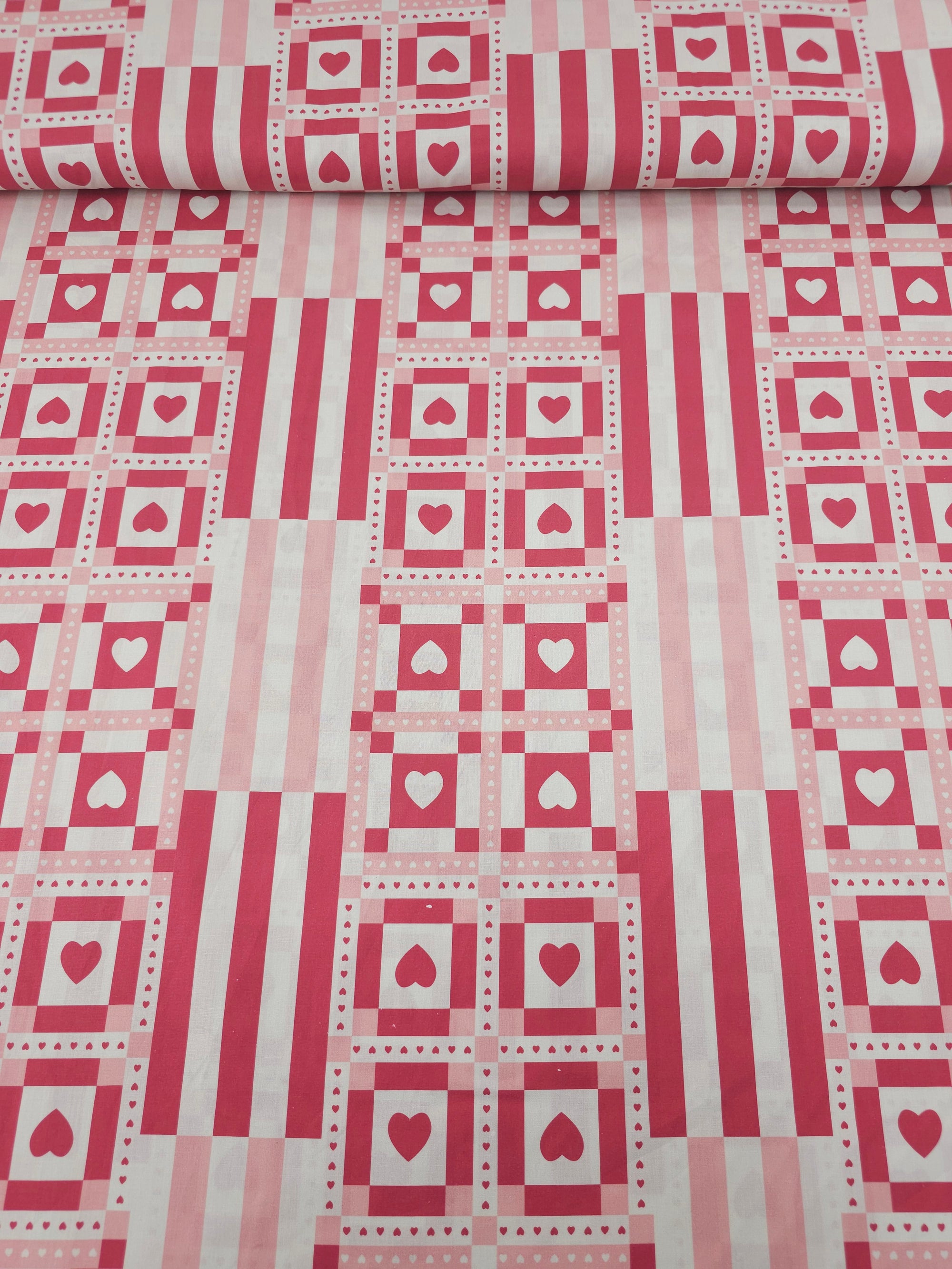 Berry/Pink Heart Abstract Lightweight Cotton 57"