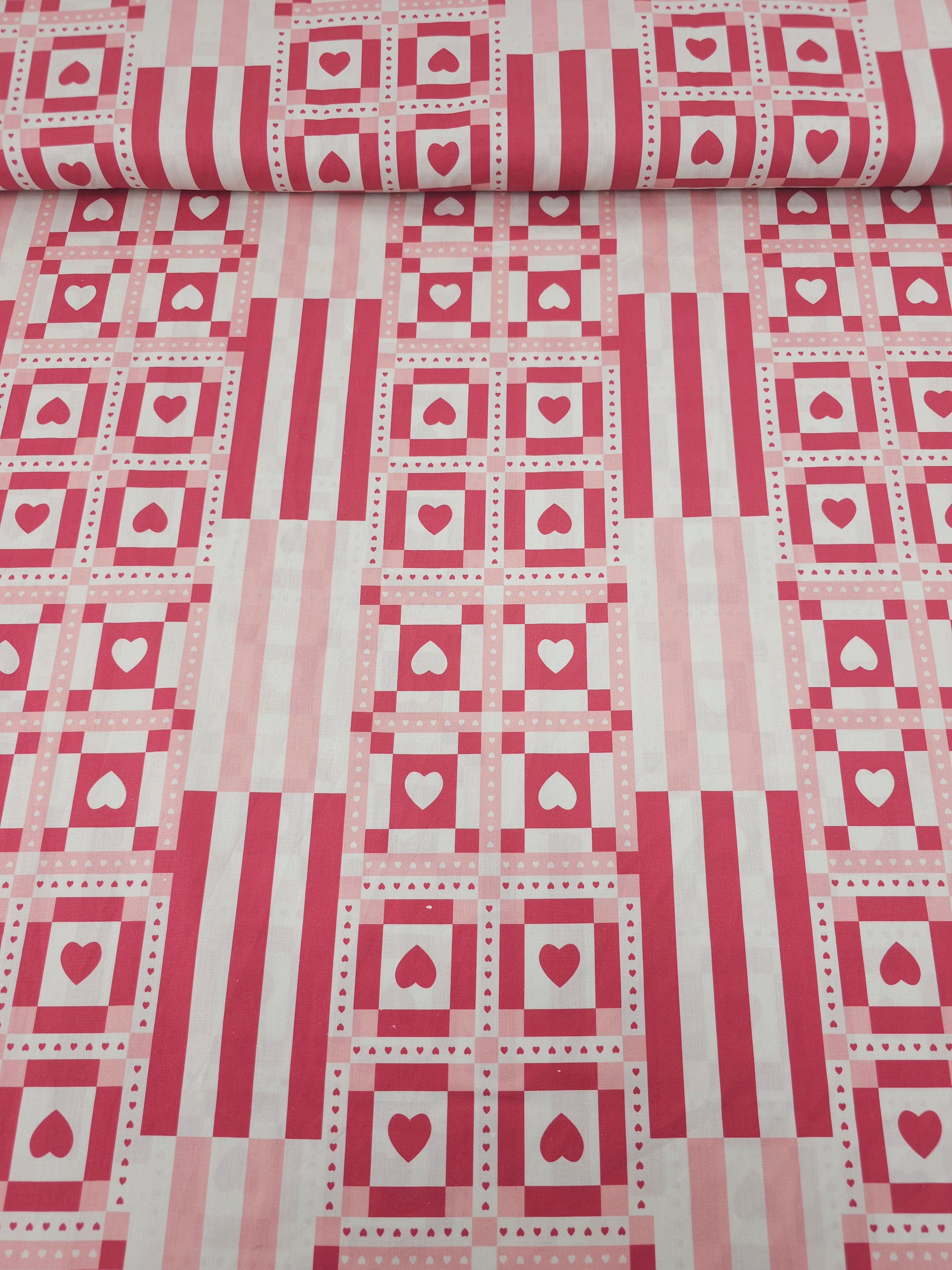 Berry/Pink Heart Abstract Lightweight Cotton 57"