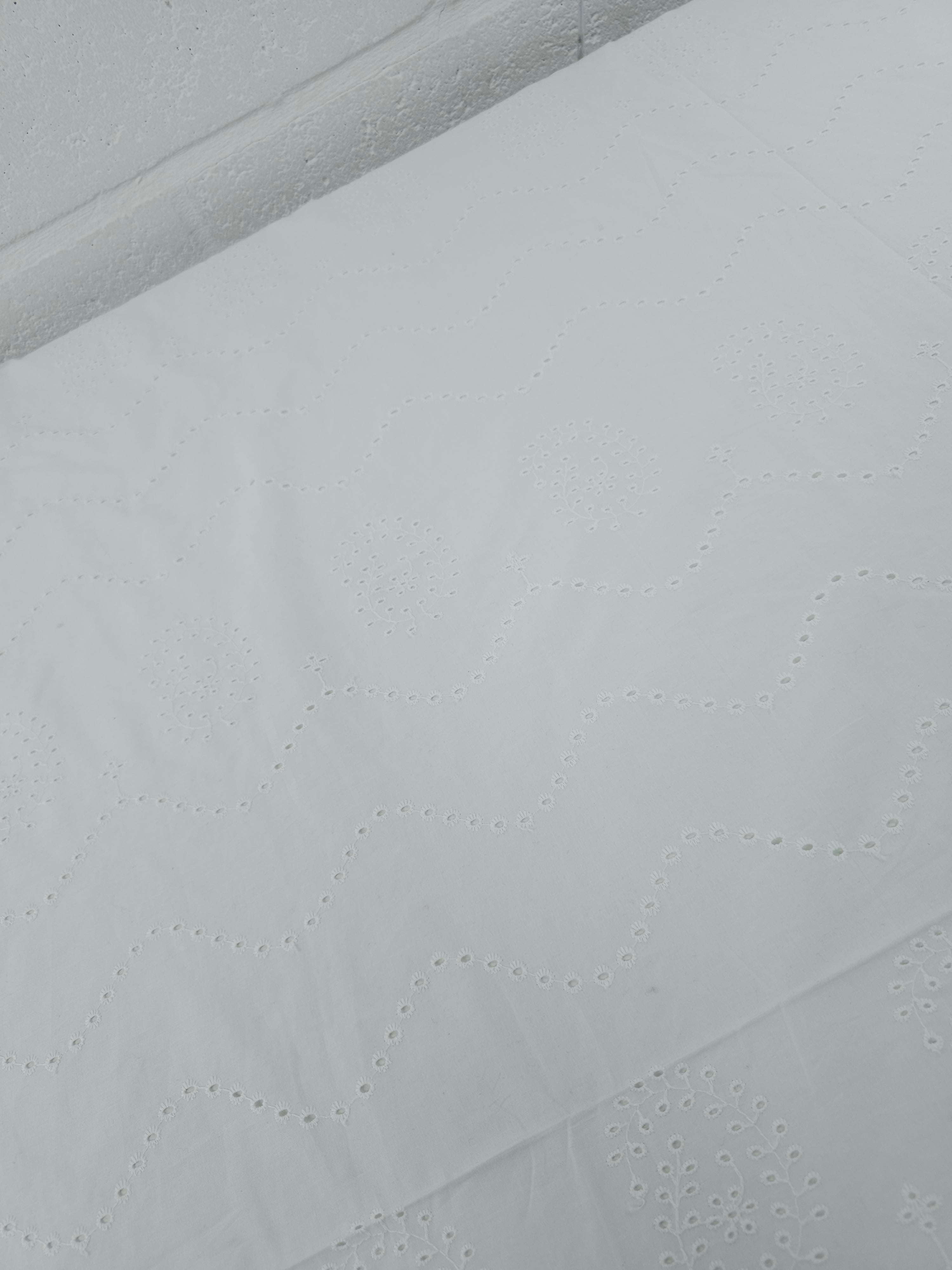 White Squiggle Paisley Cambric Cotton Broderie Anglaise