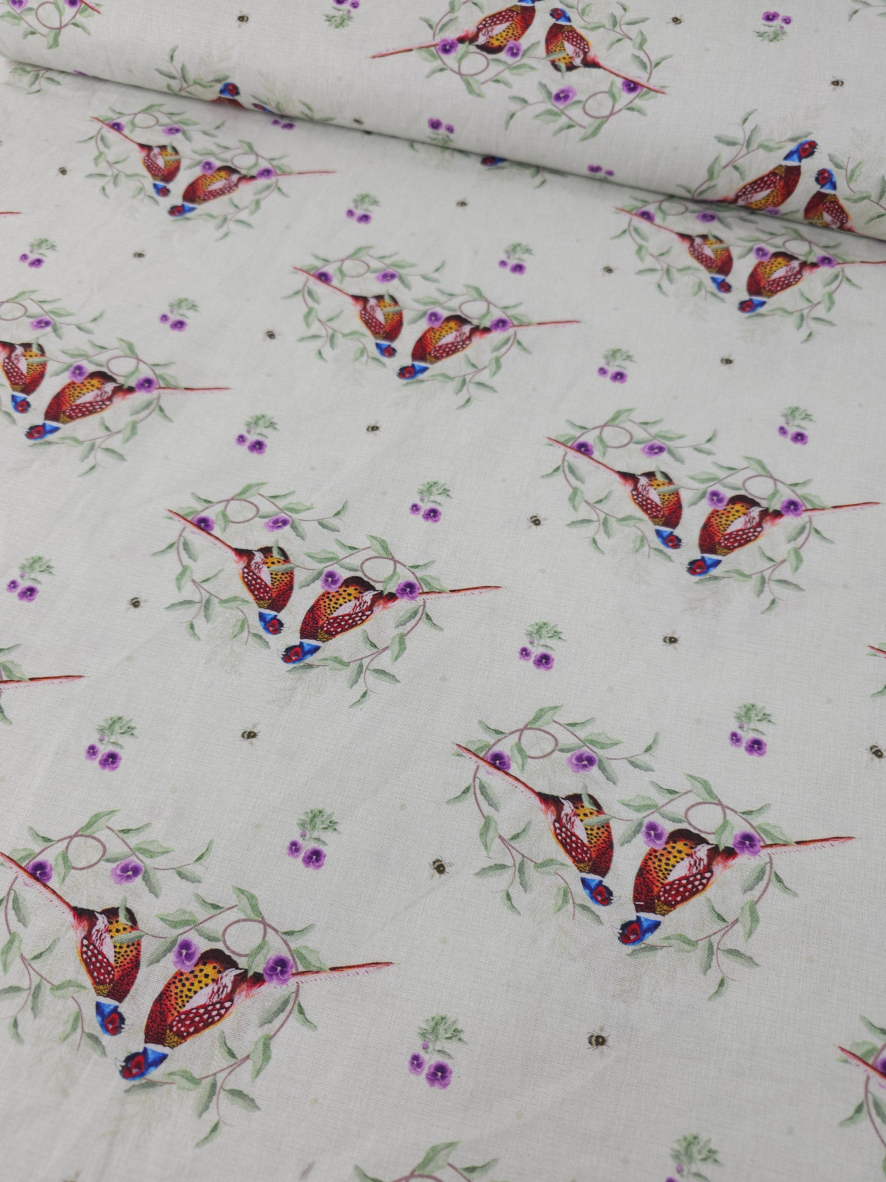 White Partridge Bird 100% Cotton