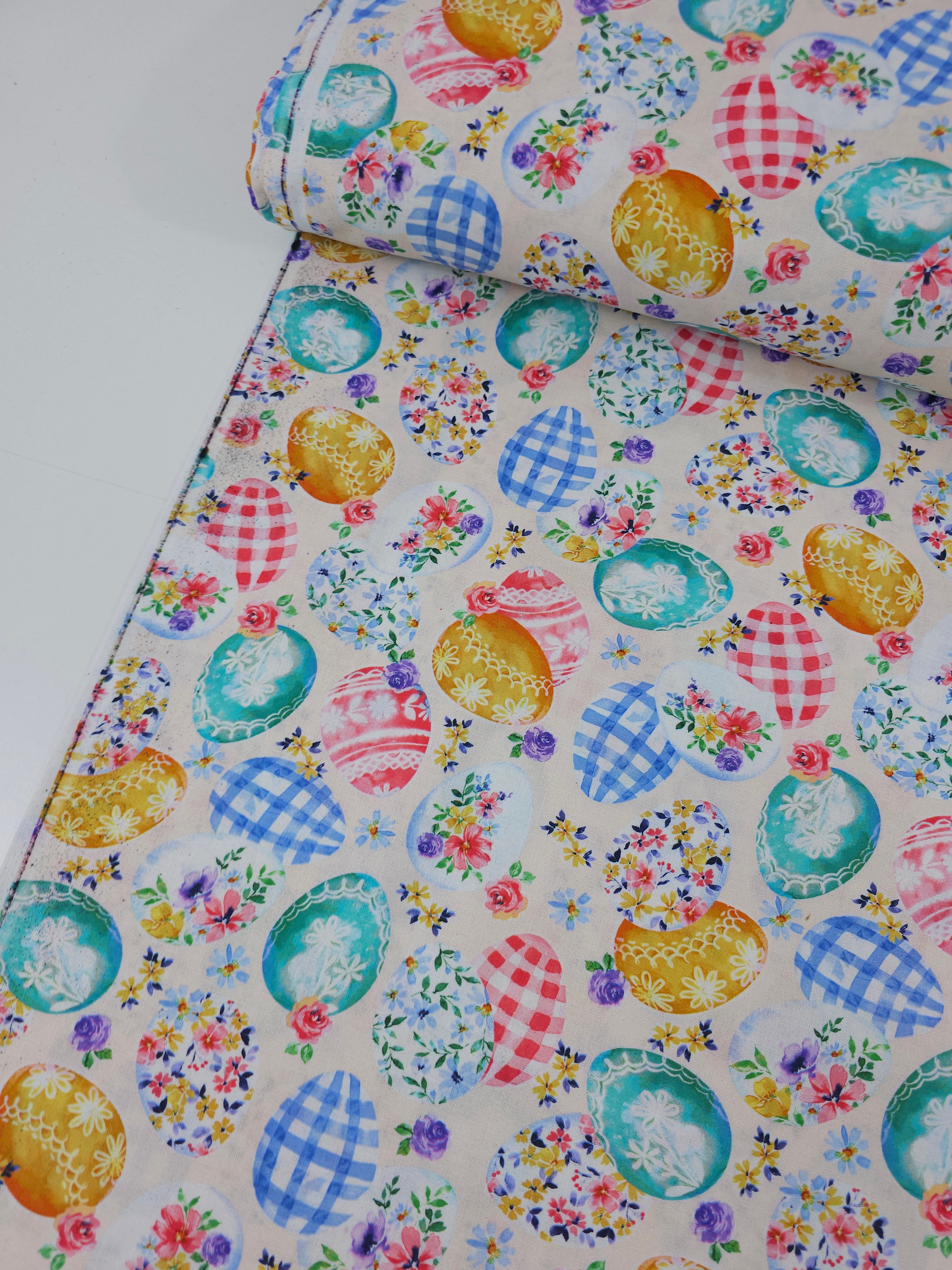 Retro Floral Easter Egg 100% Cotton