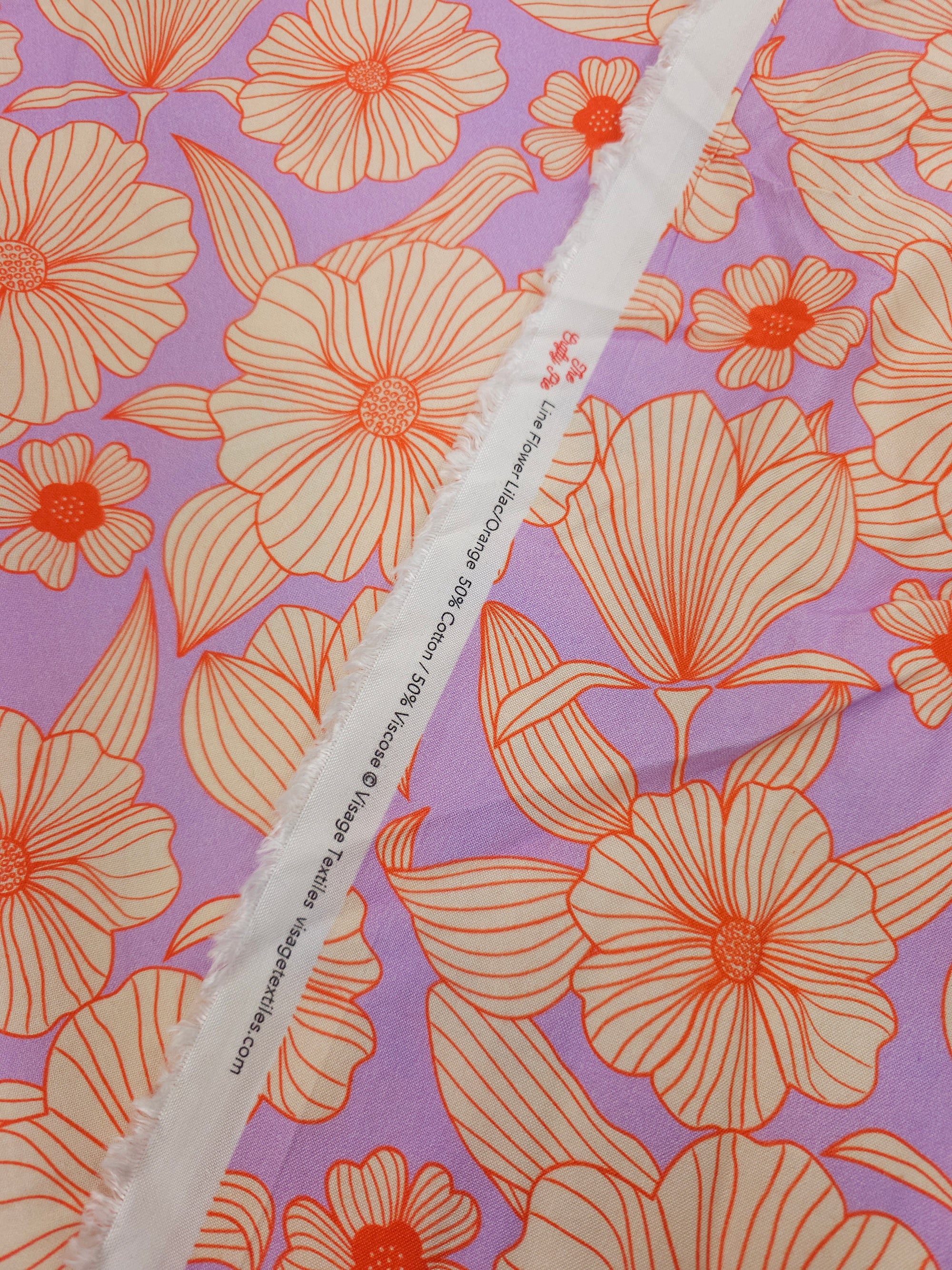 Lilac/Cream Line Floral Cotton Viscose *THE CRAFTY PIE*