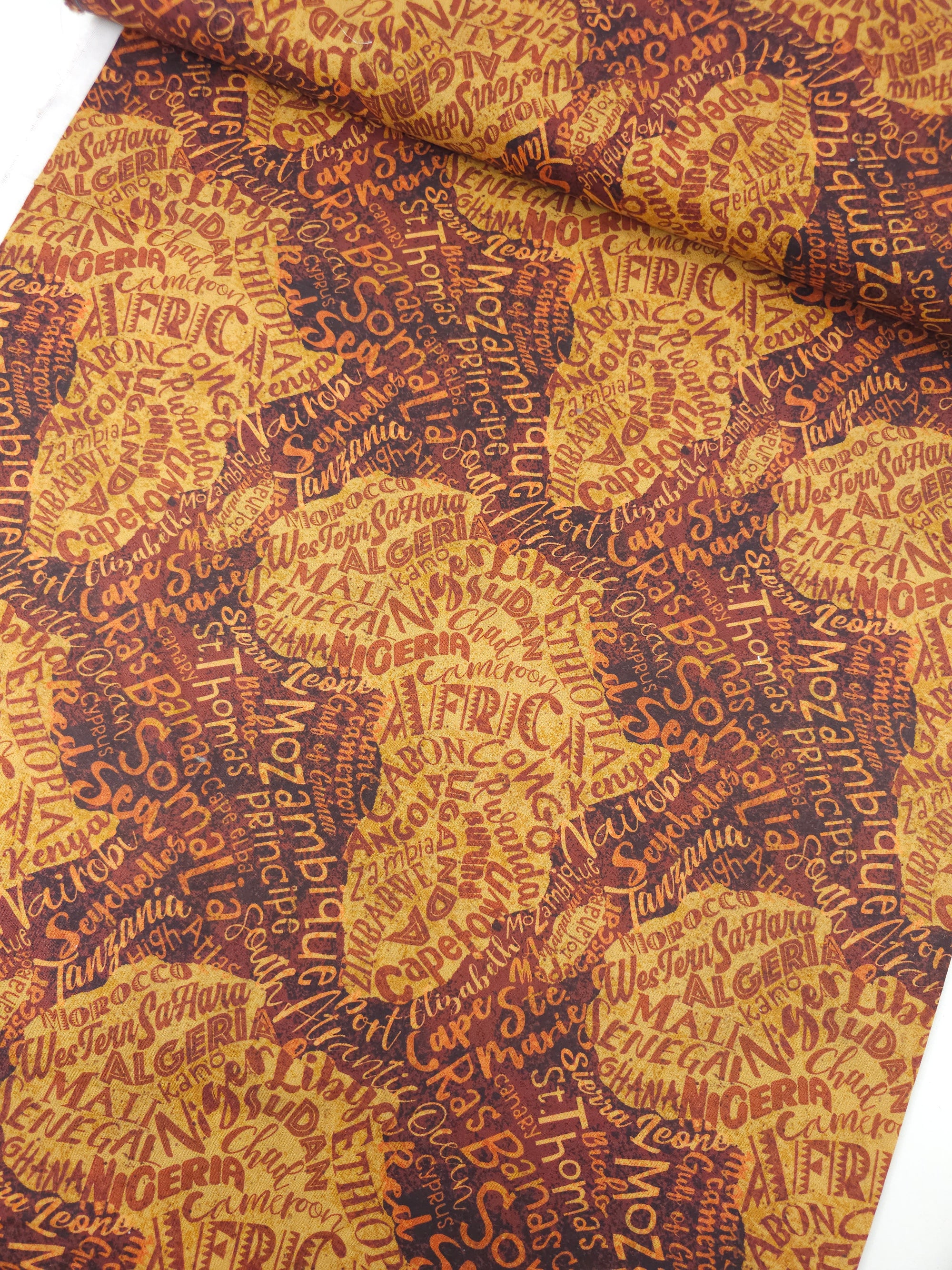 Retro Map Of Africa 100% Cotton - Michael Miller
