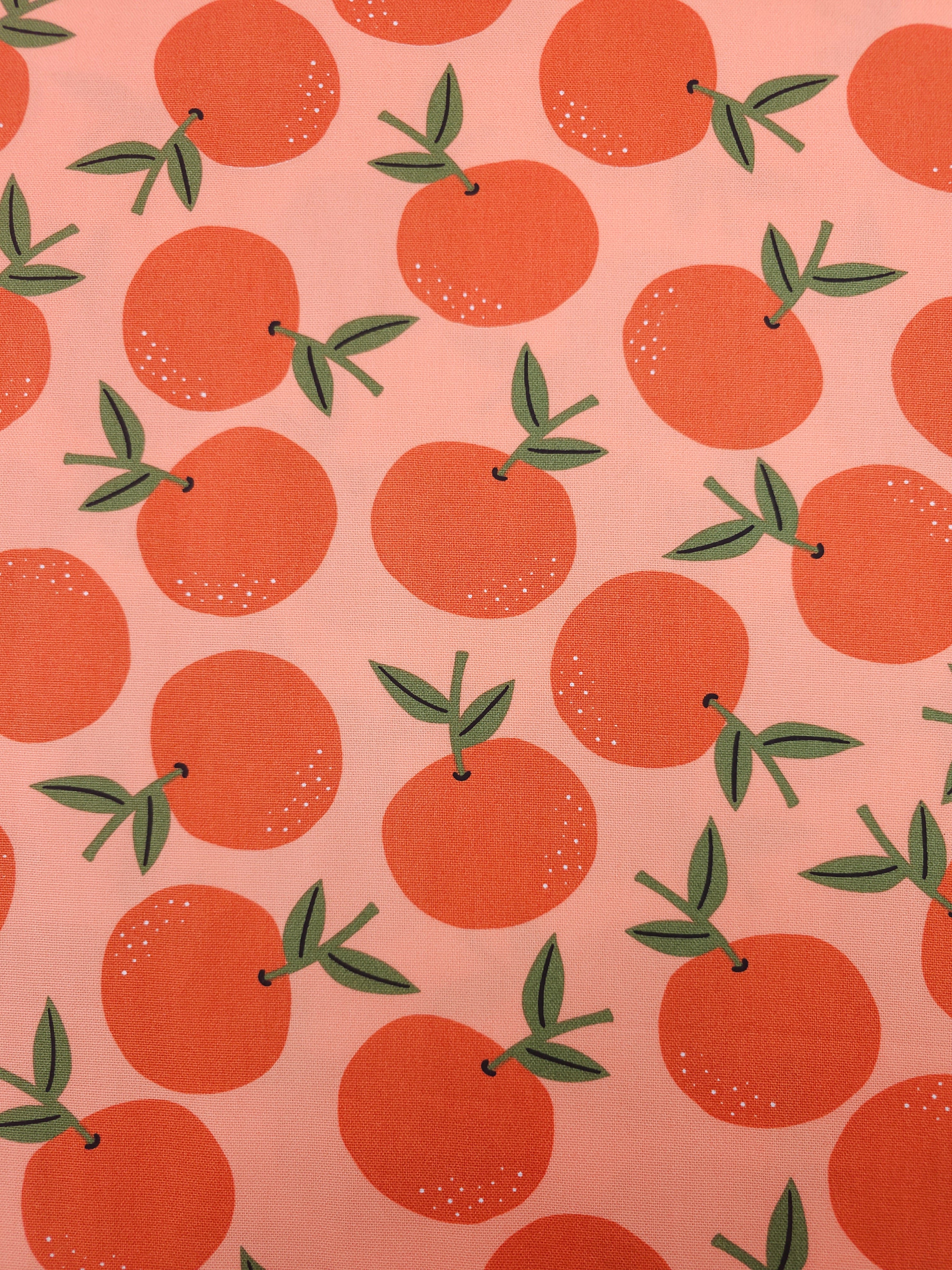 Oranges On Peach Lightweight Canvas Cotton