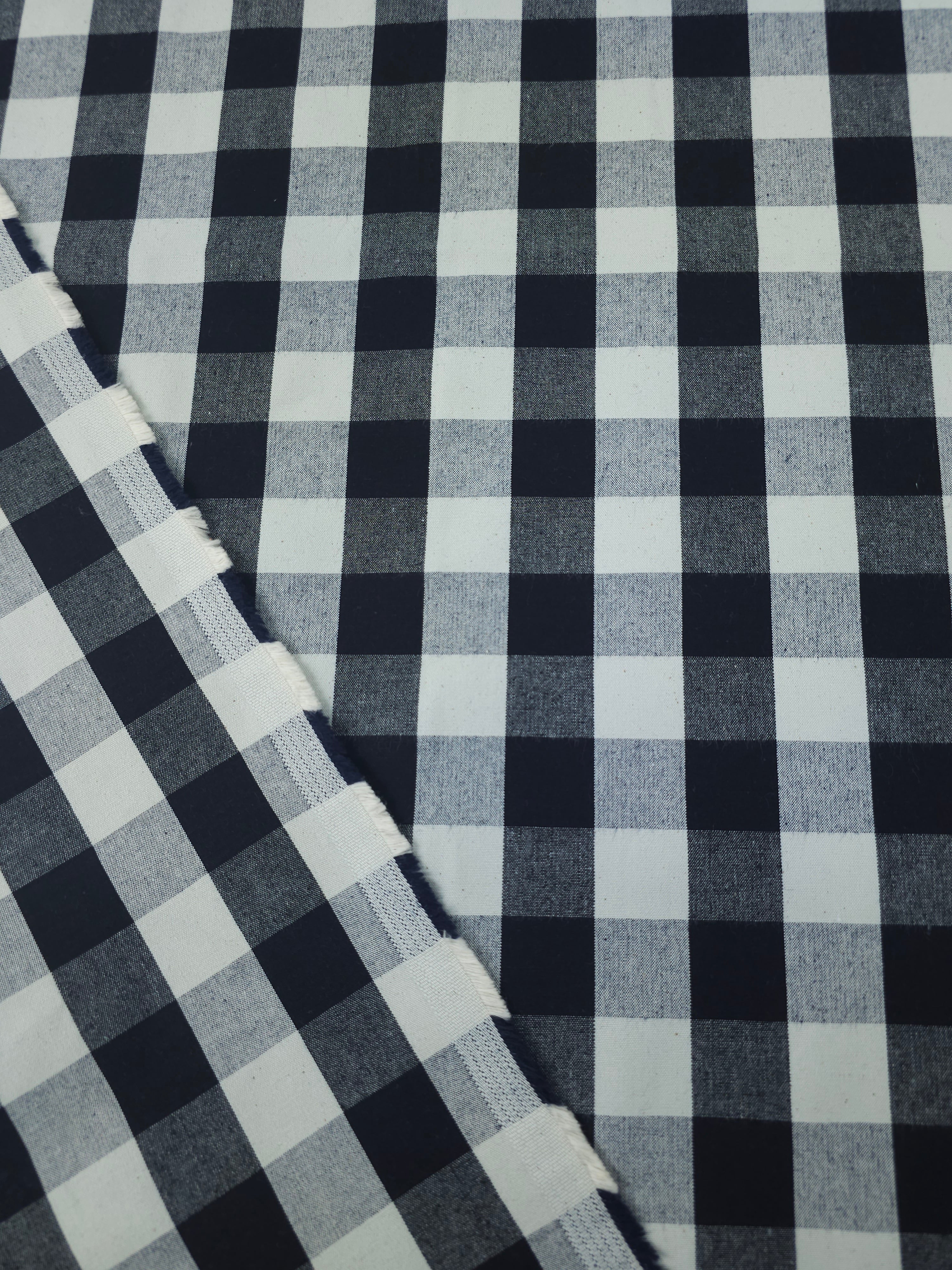Black/Grey Square Check Denim