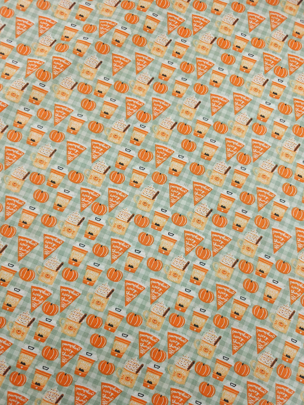 Gingham Pumpkin Pie Latte 100% Cotton