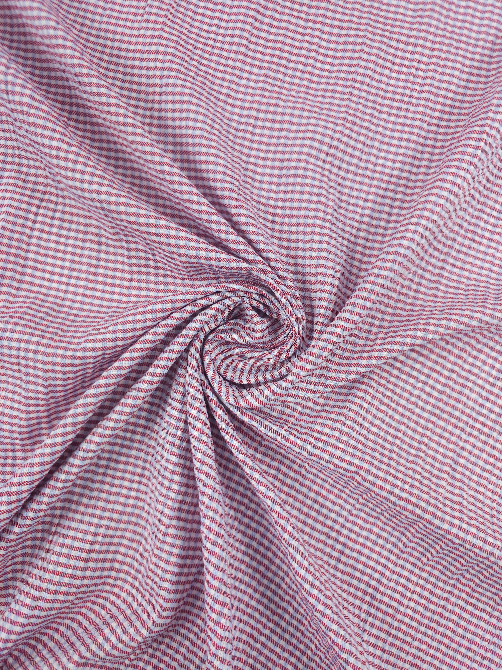 Red/Blue Ultra Mini Gingham Crinkle Cotton Poly