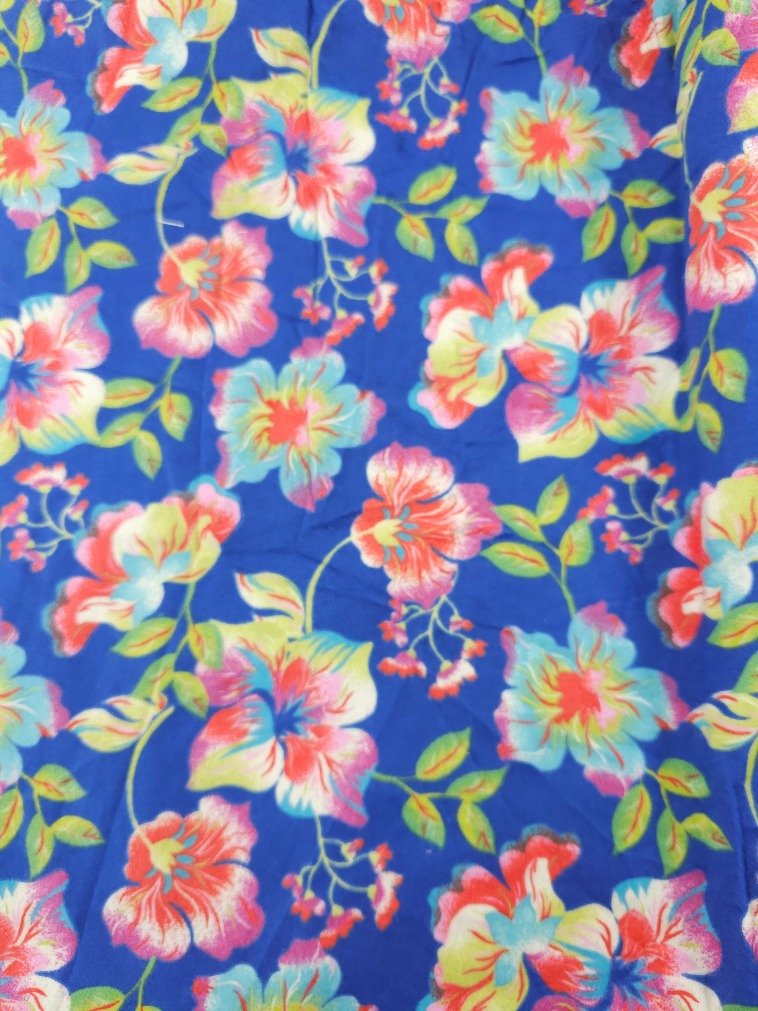 Cobalt bold flower Cotton flannel- 2.9m piece