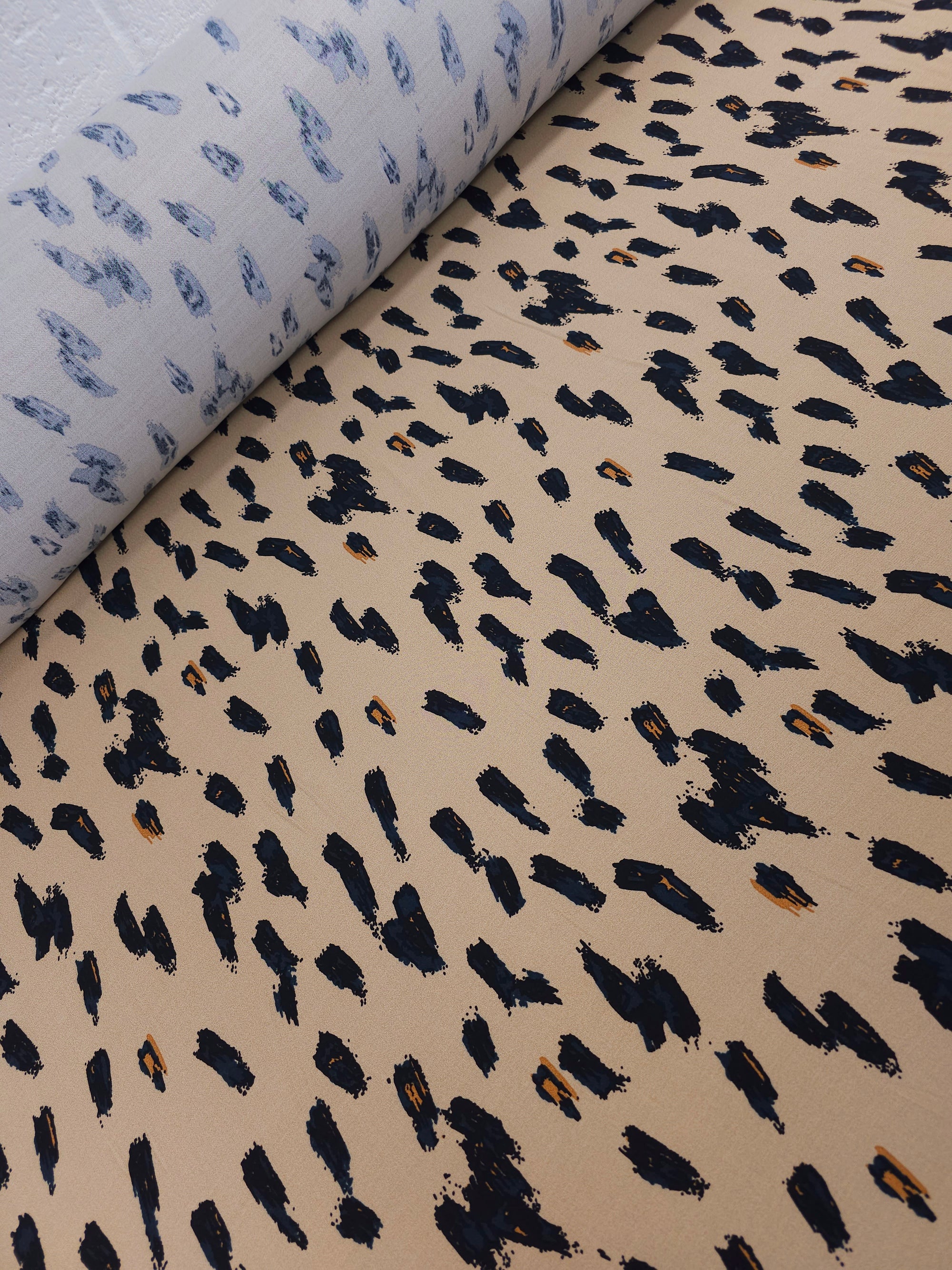 Tan Brushstroke Viscose Crepe