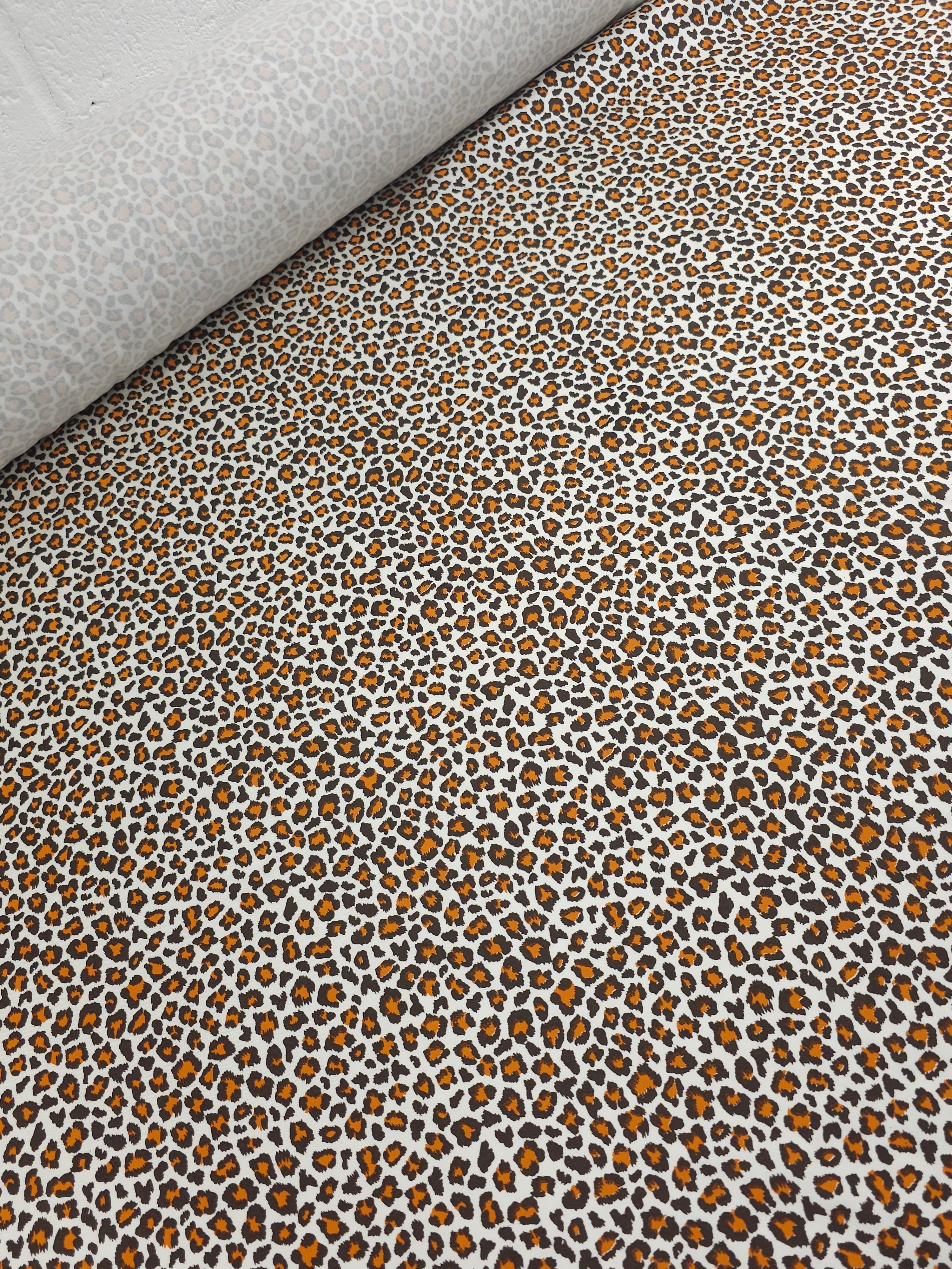 Orange/Brown Mini Leopard Lightweight Cotton Sateen
