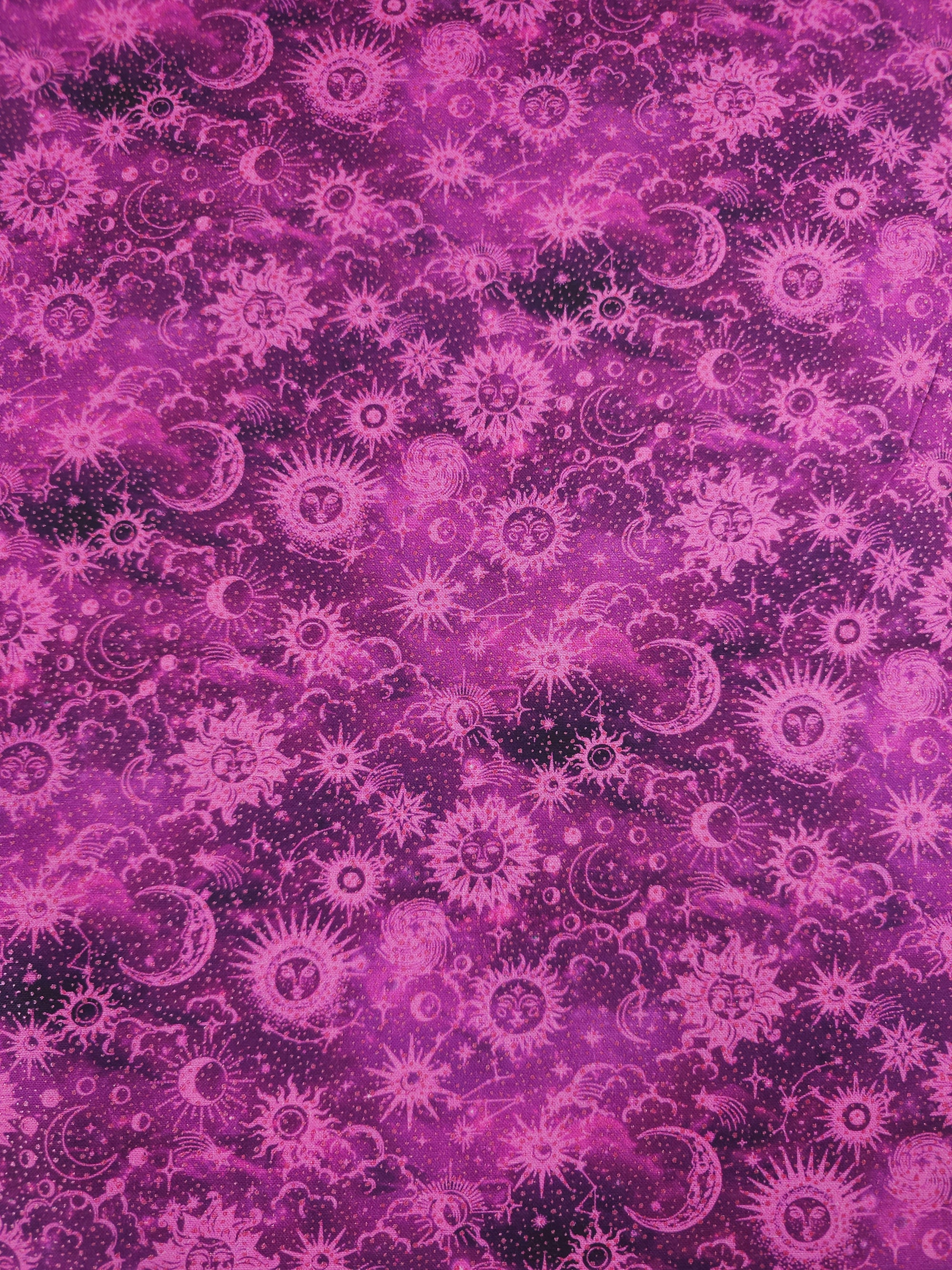 Magenta/Silver Celestial Skies 100% Cotton - Benartex